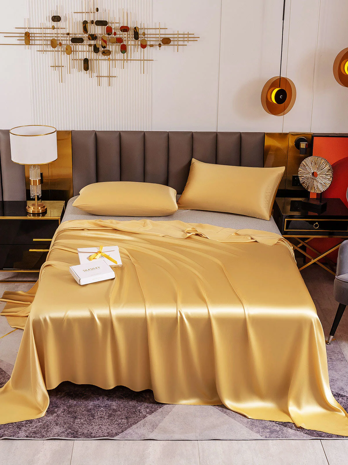 19Momme 3Pcs Silk Set Flat Sheet+2x Pillowcases - Image 22