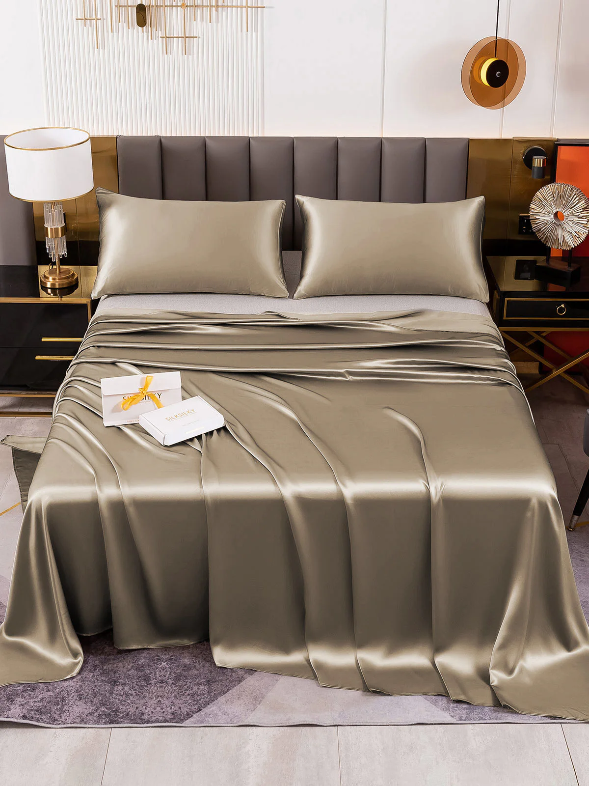 19Momme 3Pcs Silk Set Flat Sheet+2x Pillowcases - Image 34