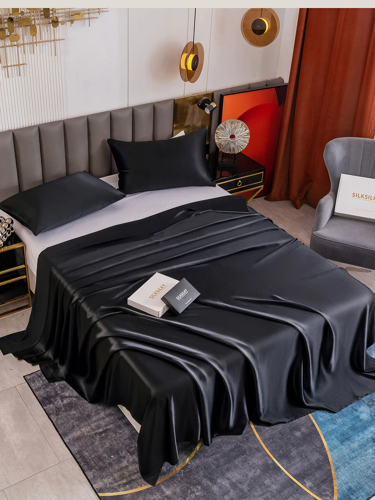 19Momme 3Pcs Silk Set Flat Sheet+2x Pillowcases - Image 43