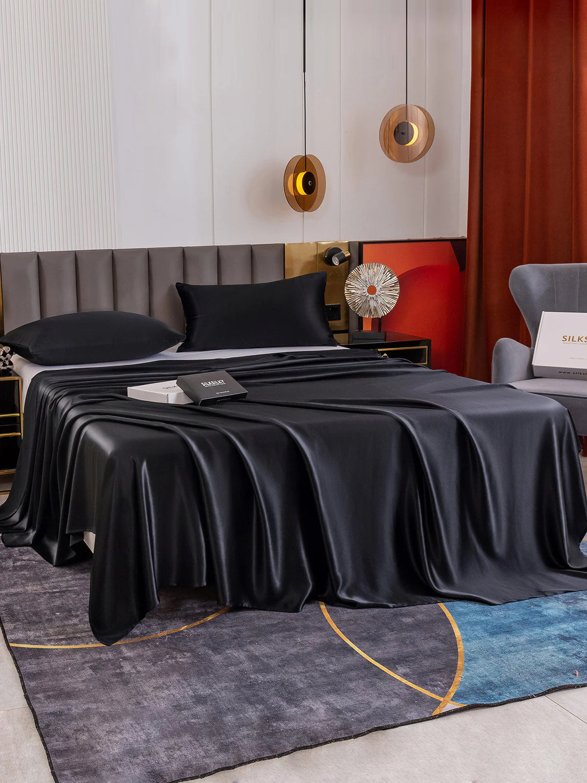 19Momme 3Pcs Silk Set Flat Sheet+2x Pillowcases - Image 45
