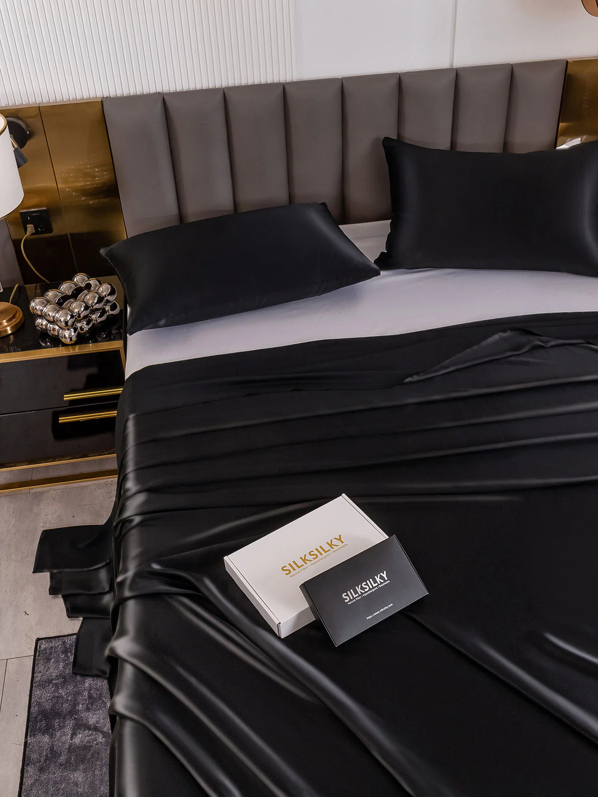 19Momme 3Pcs Silk Set Flat Sheet+2x Pillowcases - Image 47