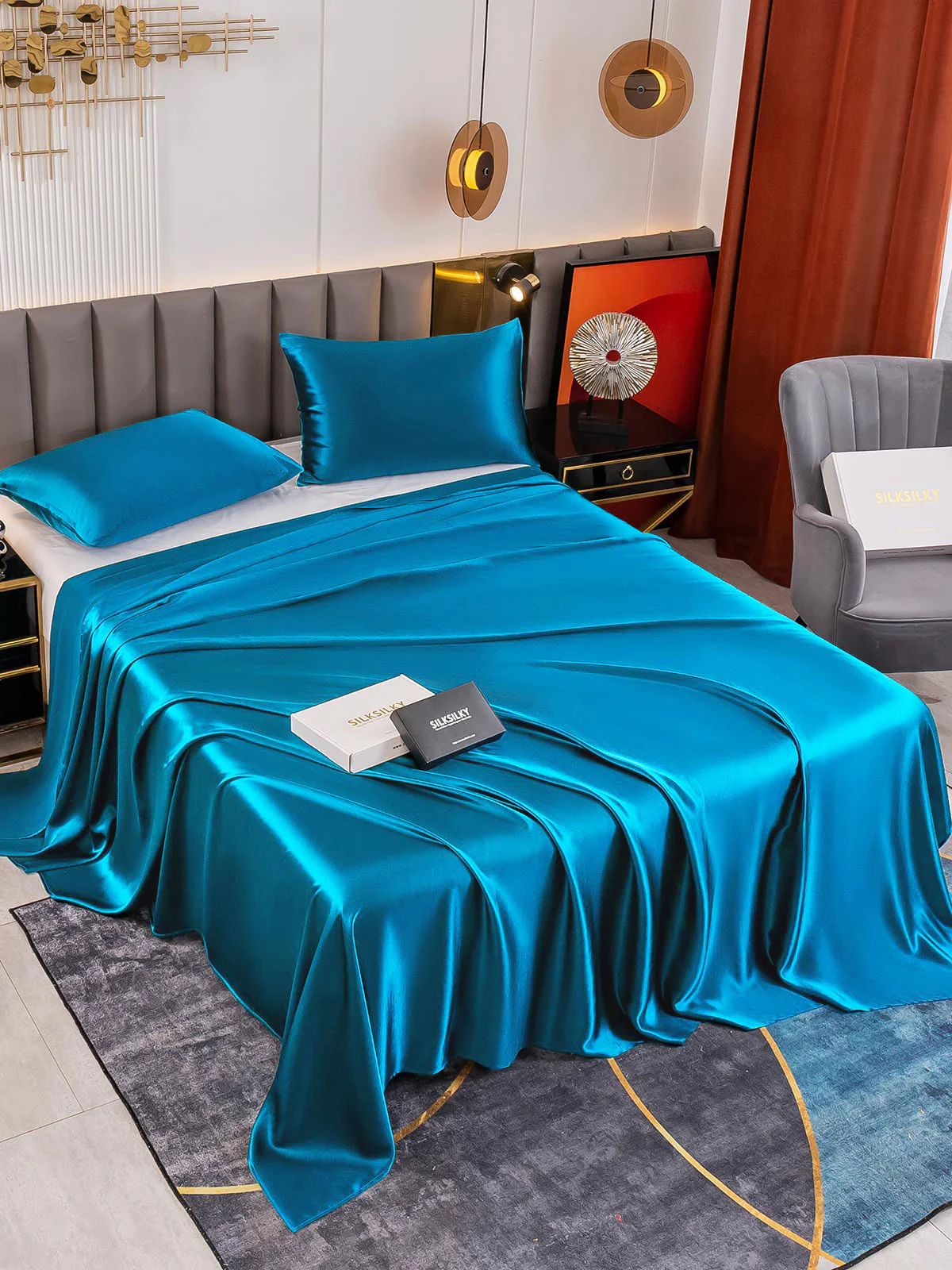 19Momme 3Pcs Silk Set Flat Sheet+2x Pillowcases - Image 64