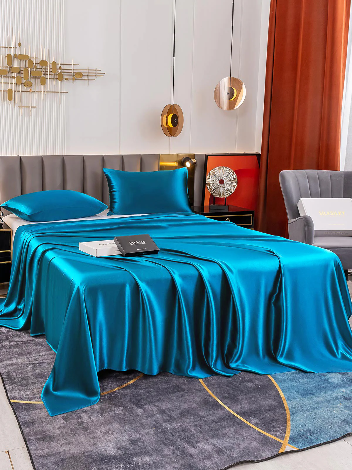 19Momme 3Pcs Silk Set Flat Sheet+2x Pillowcases - Image 66
