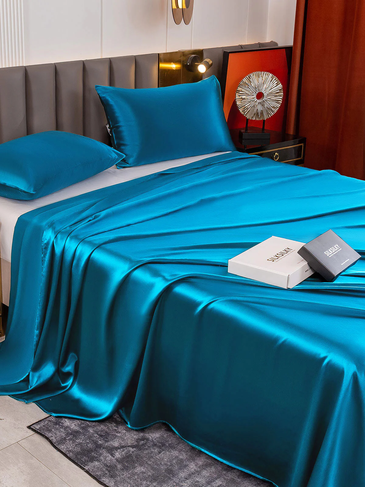 19Momme 3Pcs Silk Set Flat Sheet+2x Pillowcases - Image 67