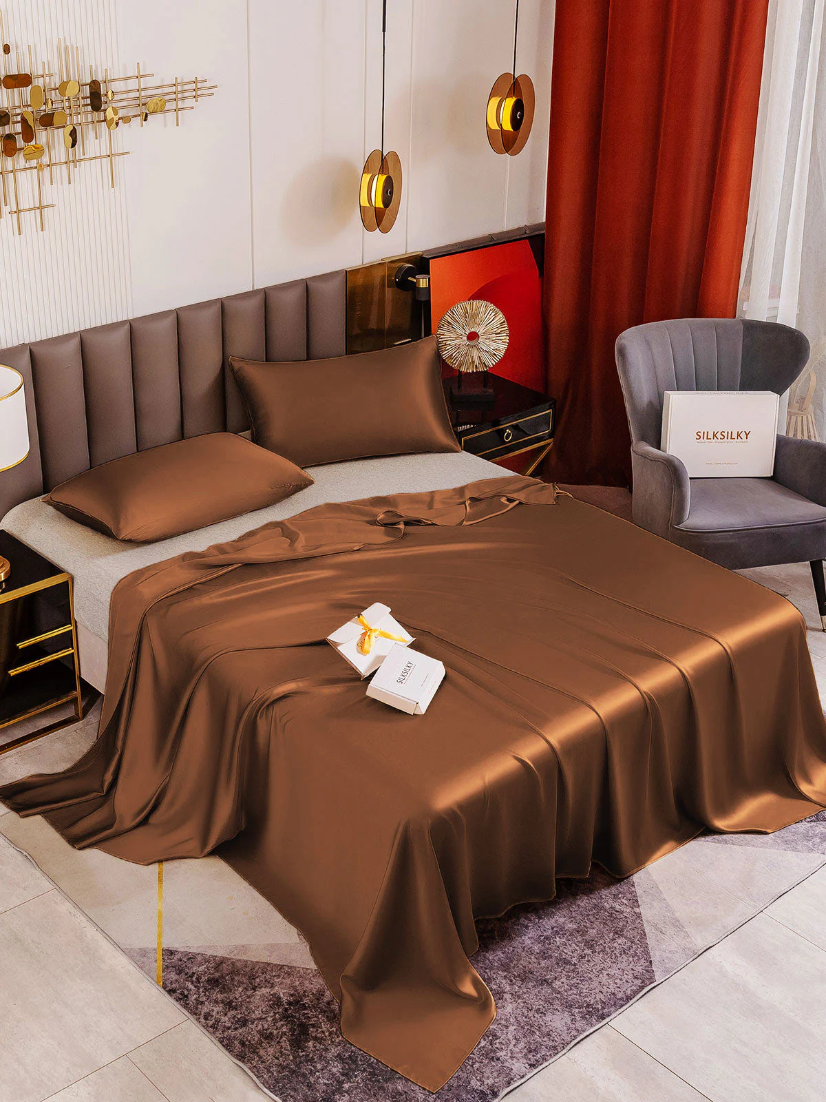 19Momme 3Pcs Silk Set Flat Sheet+2x Pillowcases - Image 69