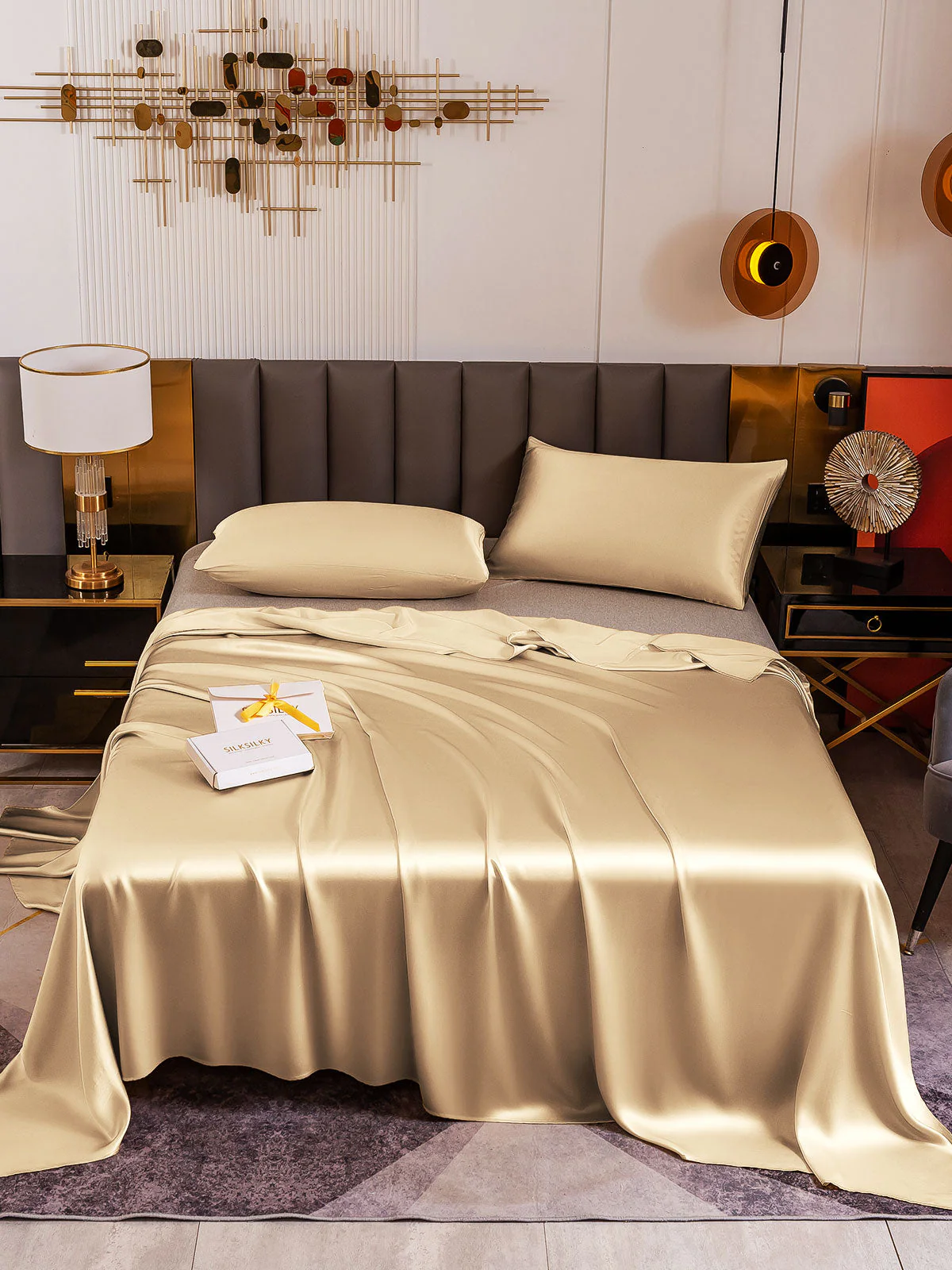 19Momme 3Pcs Silk Set Flat Sheet+2x Pillowcases - Image 75