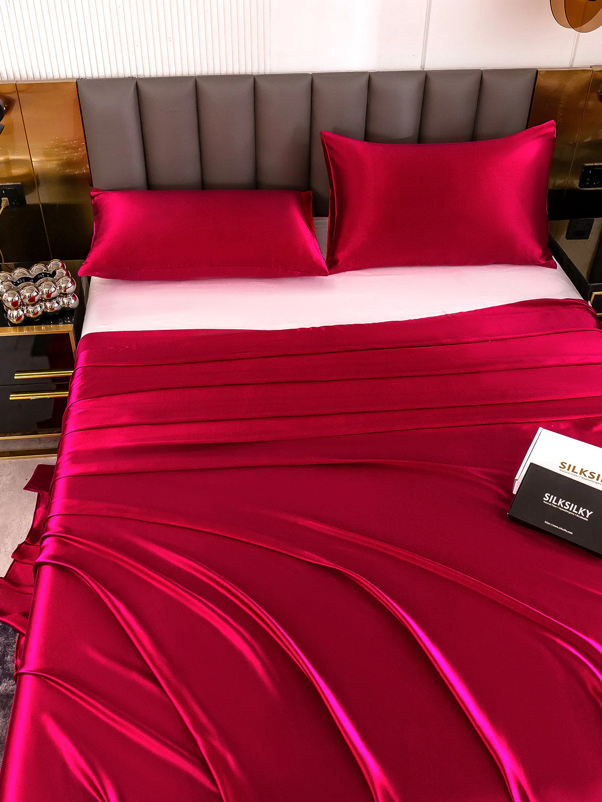 19Momme 3Pcs Silk Set Flat Sheet+2x Pillowcases - Image 9