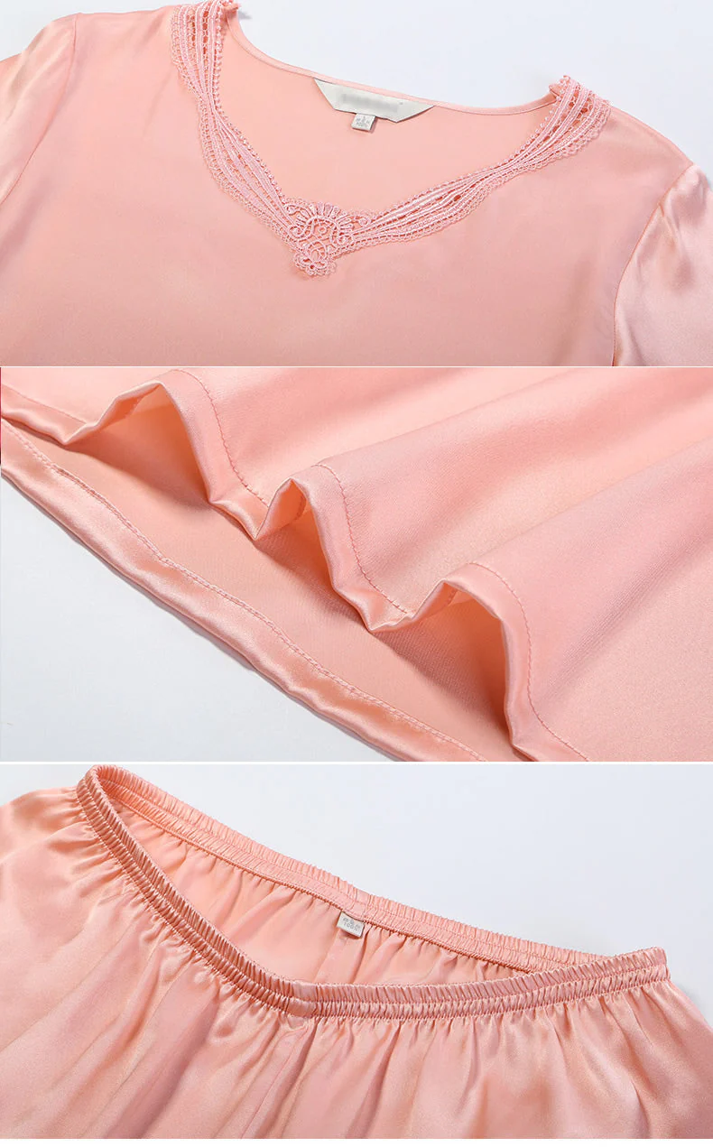 Laced Pure Silk Pajamas Set - Image 12