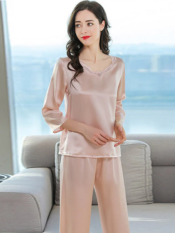 Laced Pure Silk Pajamas Set - Image 4