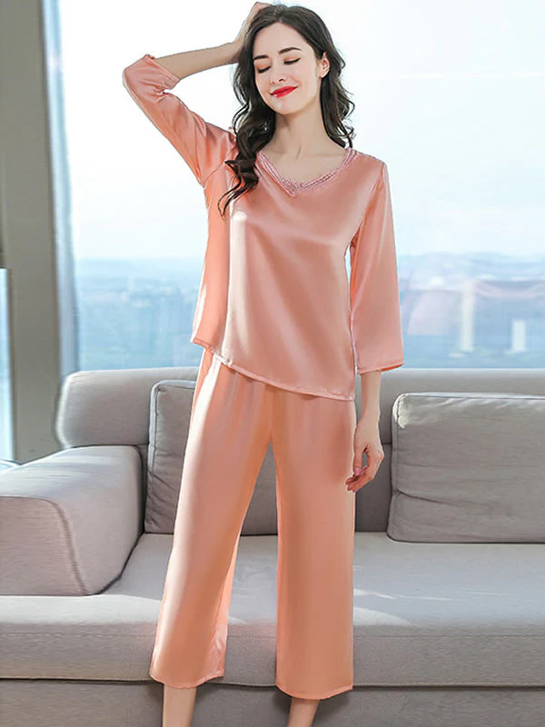 Laced Pure Silk Pajamas Set - Image 9