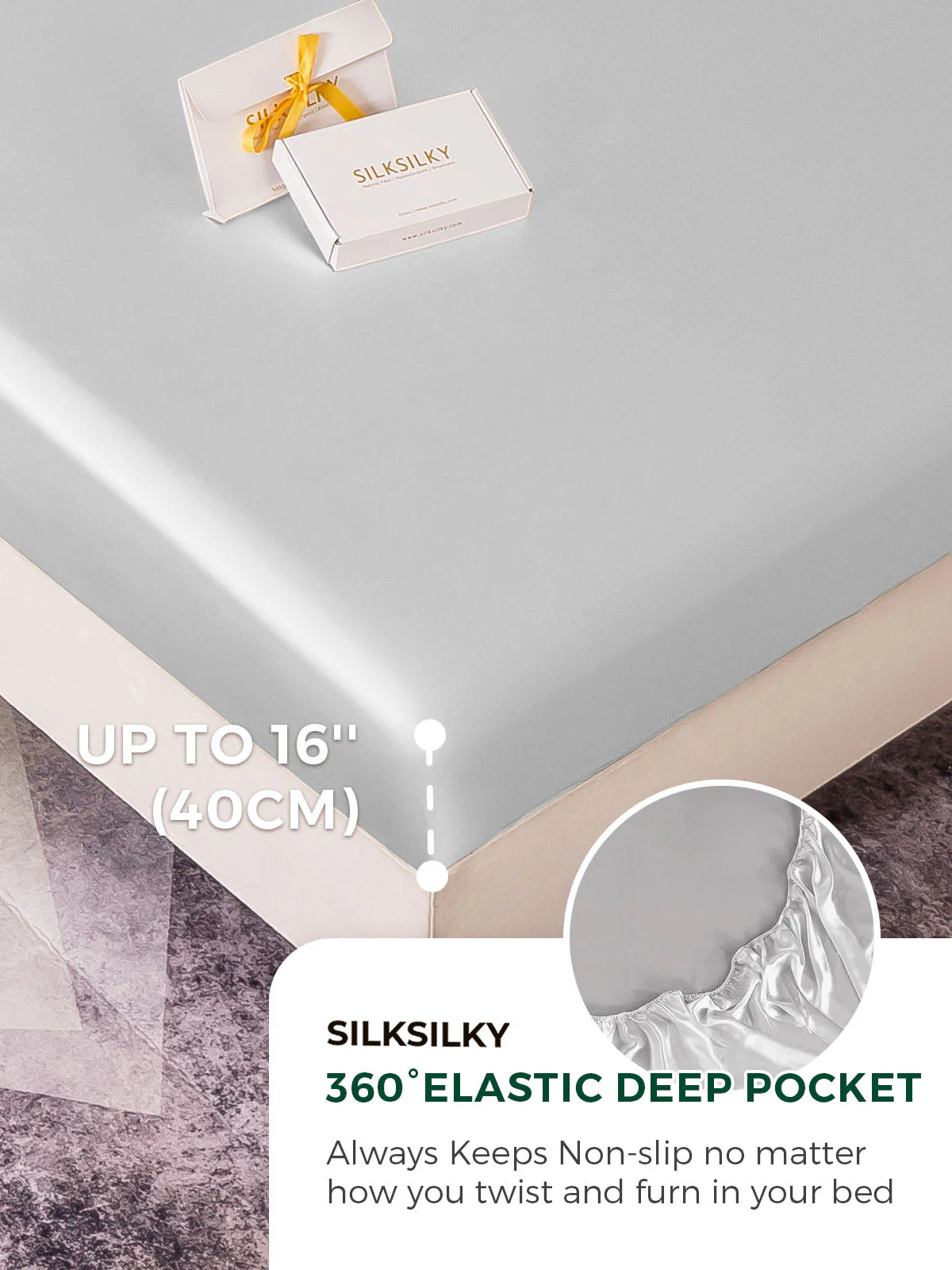 19Momme Mulberry Silk Seamless Fitted Sheet - Image 24