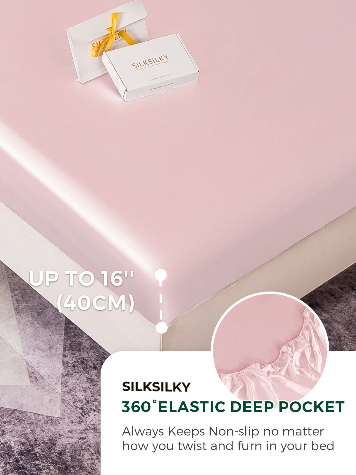 19Momme Mulberry Silk Seamless Fitted Sheet - Image 60