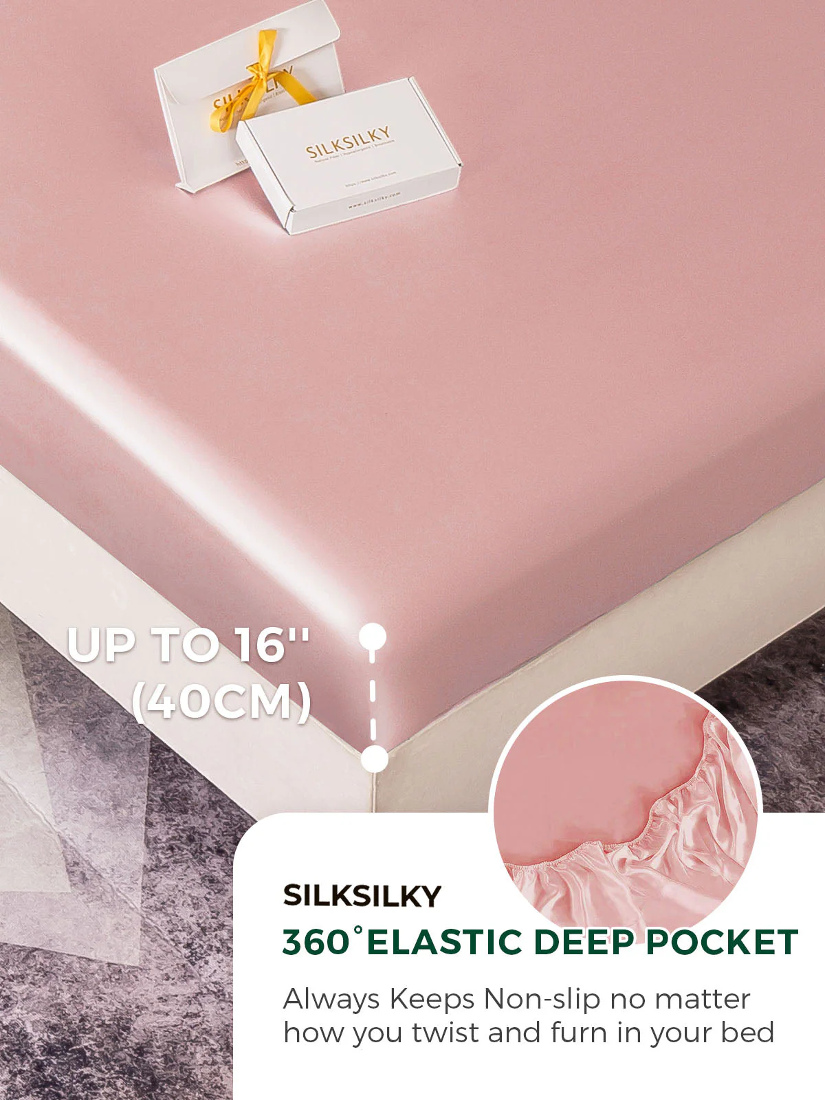 19Momme Mulberry Silk Seamless Fitted Sheet - Image 76