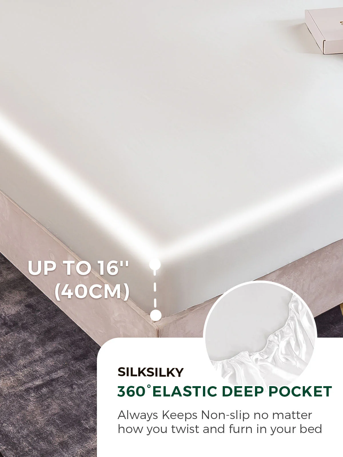 19Momme Mulberry Silk Seamless Fitted Sheet - Image 8