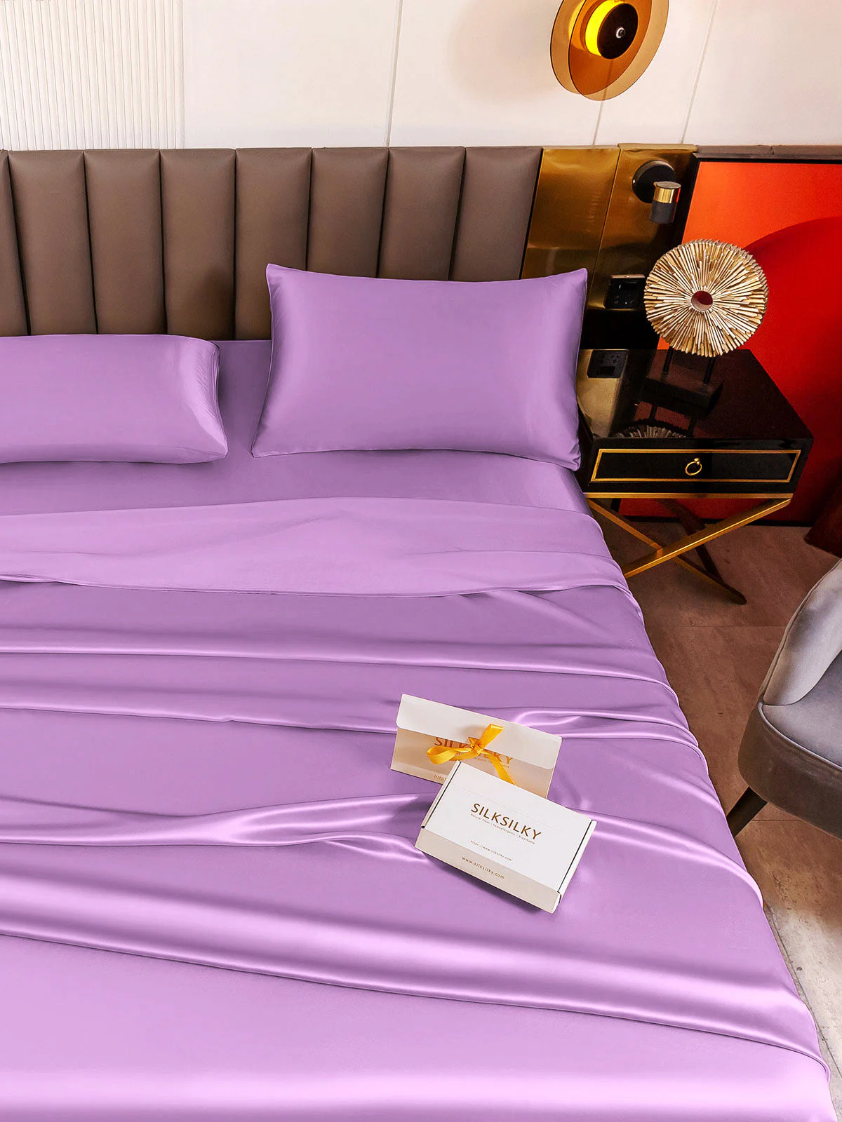 19Momme 4Pcs Silk Set Fitted&Flat Sheets+2x Pillowcases - Image 100