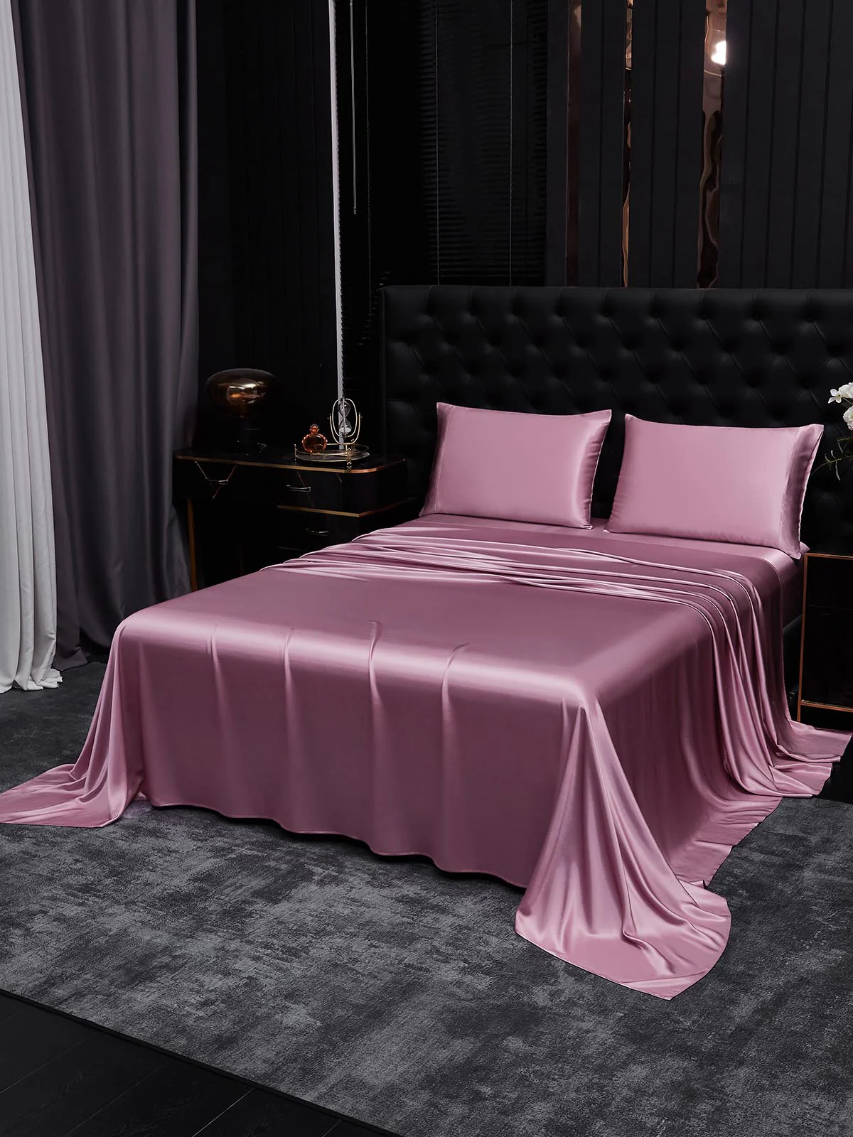 19Momme 4Pcs Silk Set Fitted&Flat Sheets+2x Pillowcases - Image 109