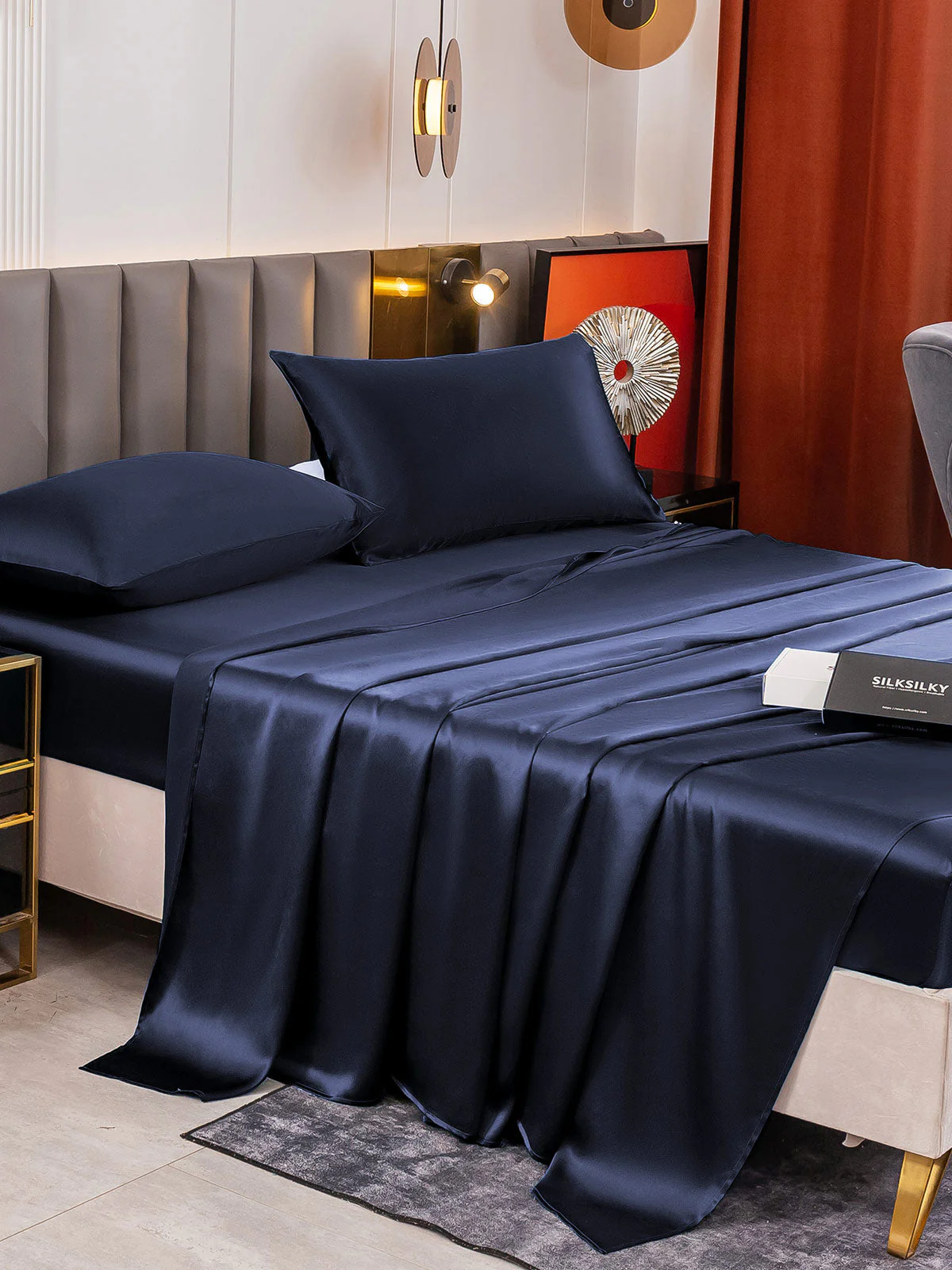 19Momme 4Pcs Silk Set Fitted&Flat Sheets+2x Pillowcases - Image 11