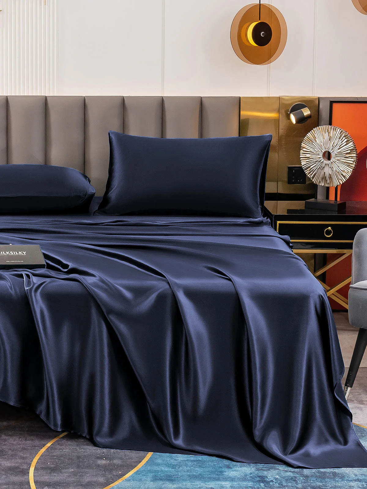 19Momme 4Pcs Silk Set Fitted&Flat Sheets+2x Pillowcases - Image 14