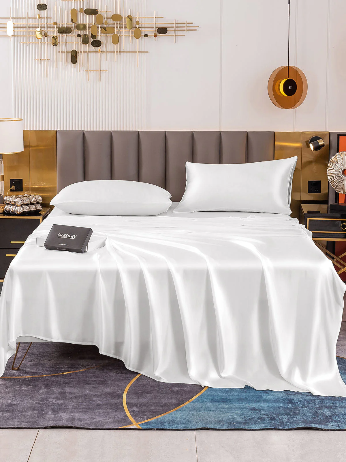 19Momme 4Pcs Silk Set Fitted&Flat Sheets+2x Pillowcases - Image 16