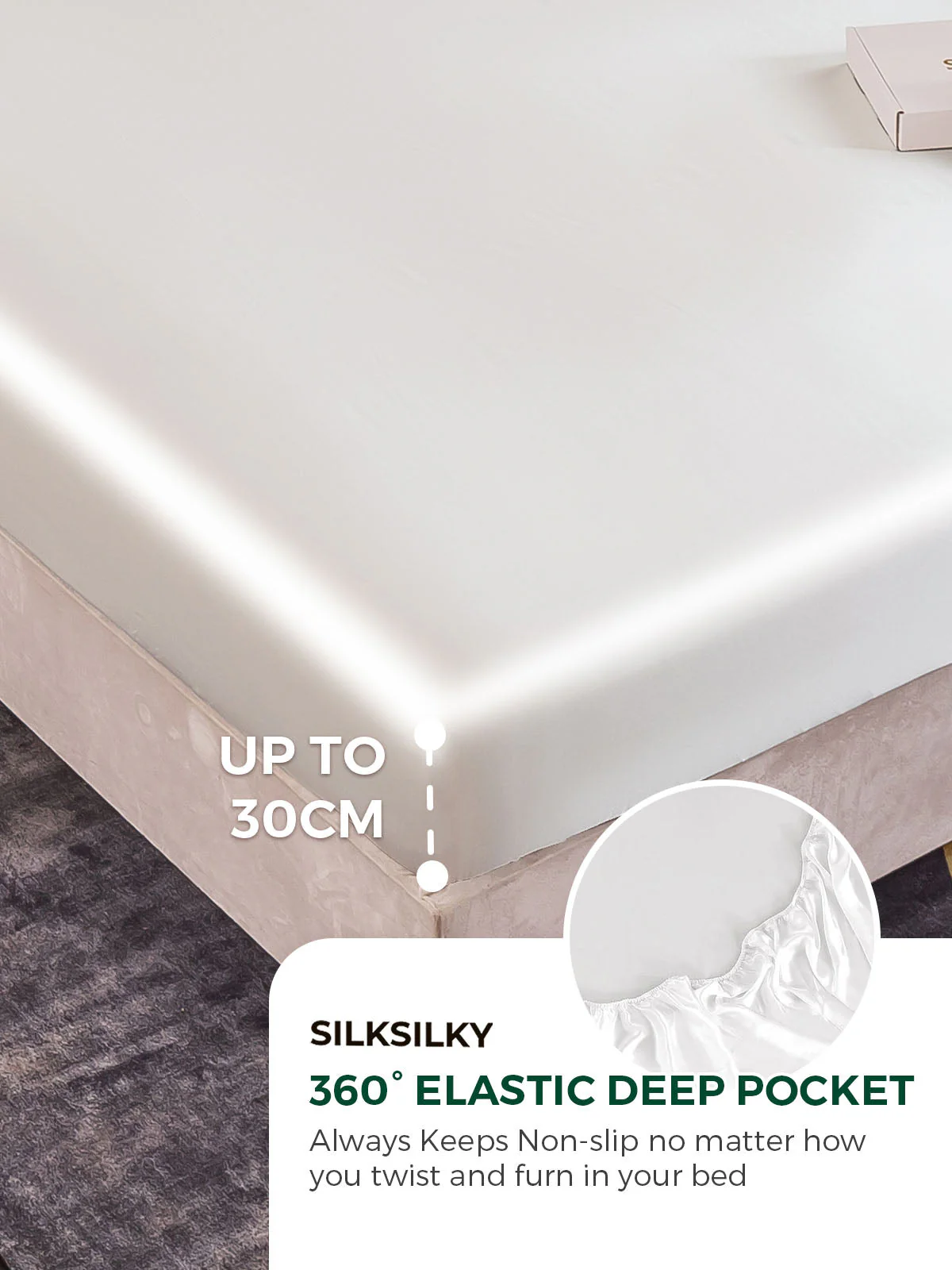 19Momme 4Pcs Silk Set Fitted&Flat Sheets+2x Pillowcases - Image 18