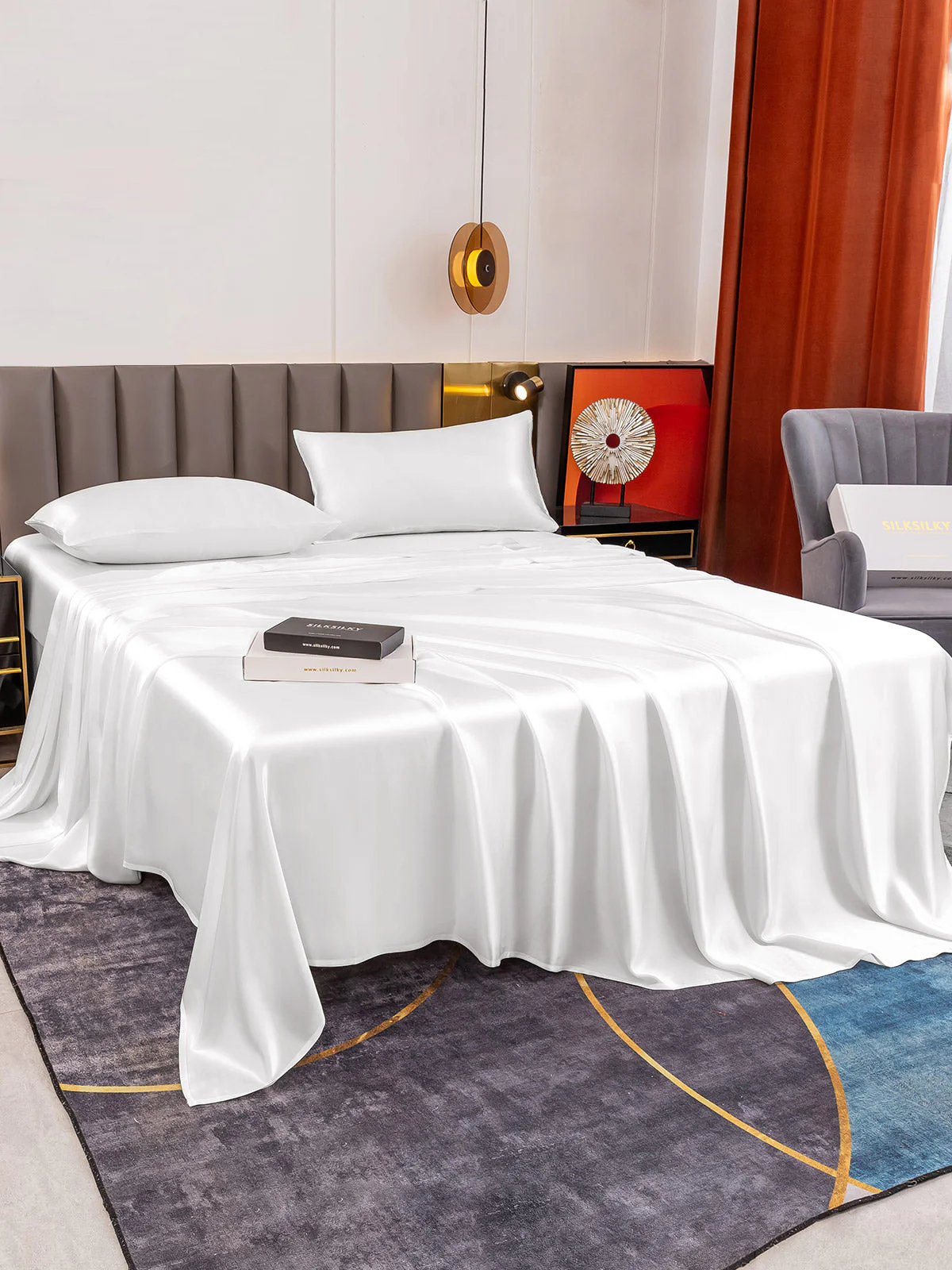 19Momme 4Pcs Silk Set Fitted&Flat Sheets+2x Pillowcases - Image 19