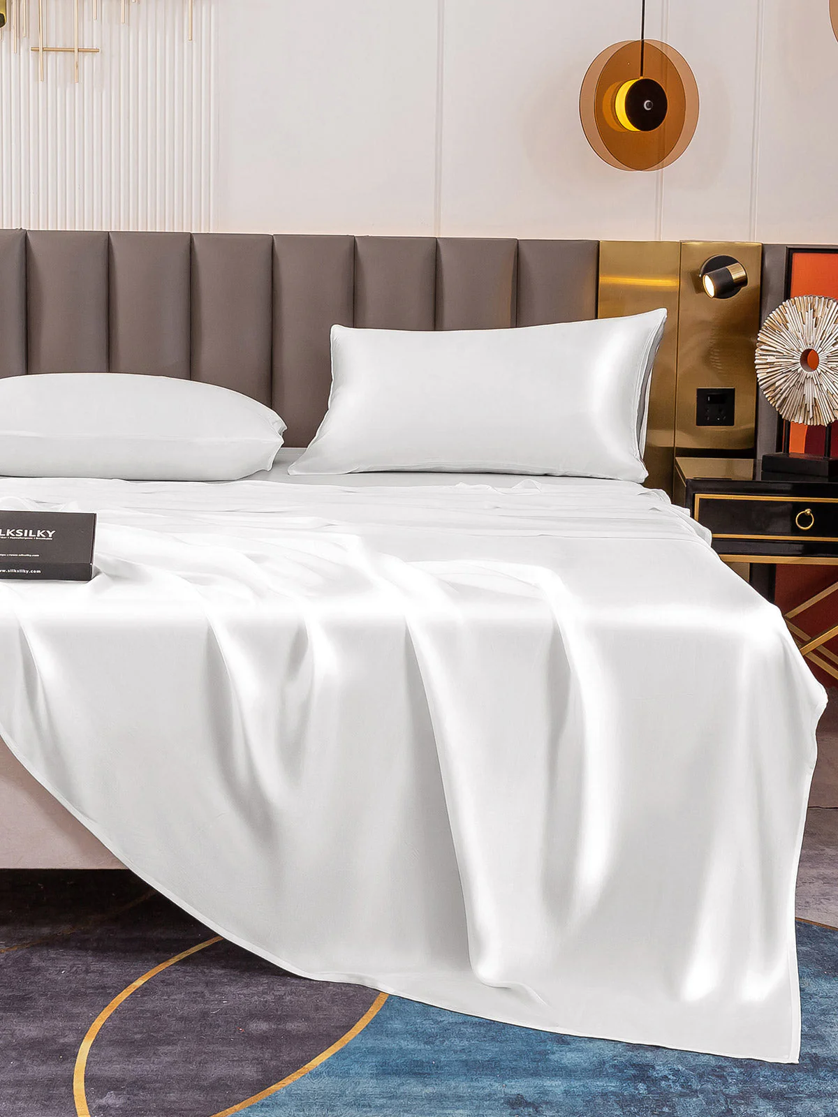 19Momme 4Pcs Silk Set Fitted&Flat Sheets+2x Pillowcases - Image 20