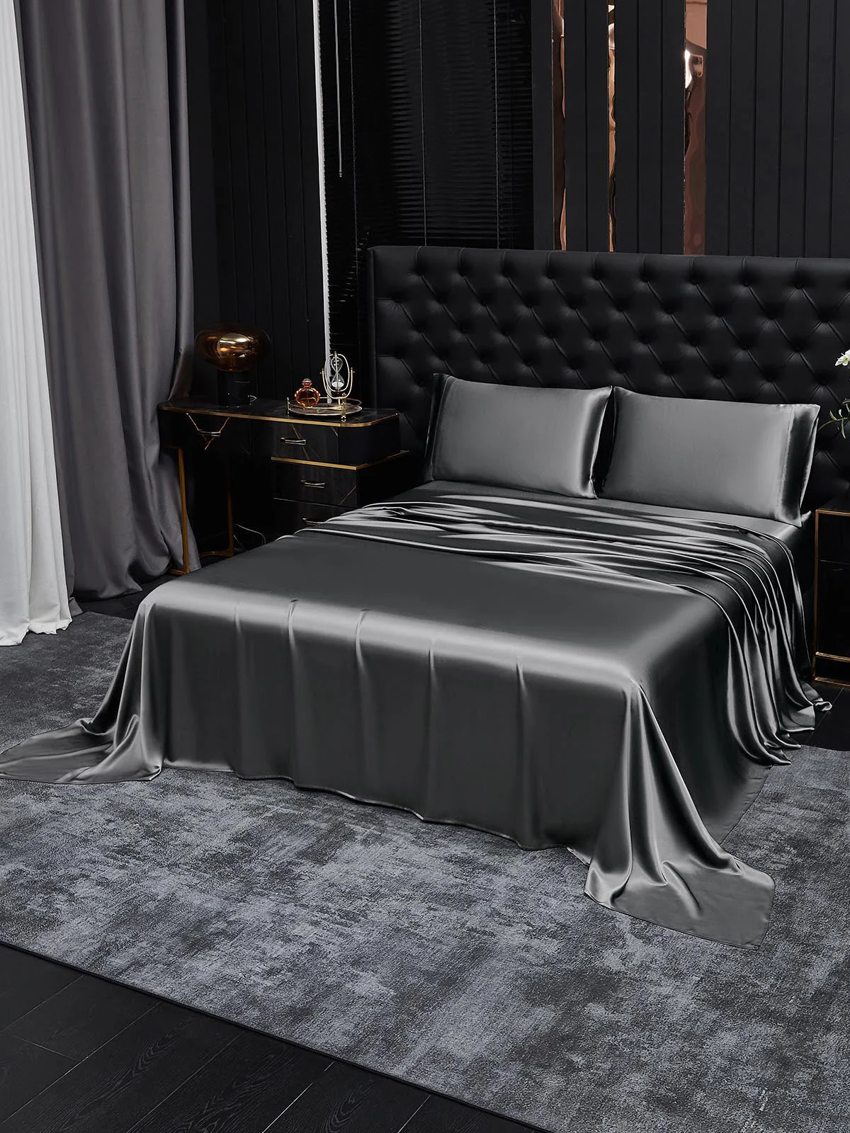 19Momme 4Pcs Silk Set Fitted&Flat Sheets+2x Pillowcases - Image 22