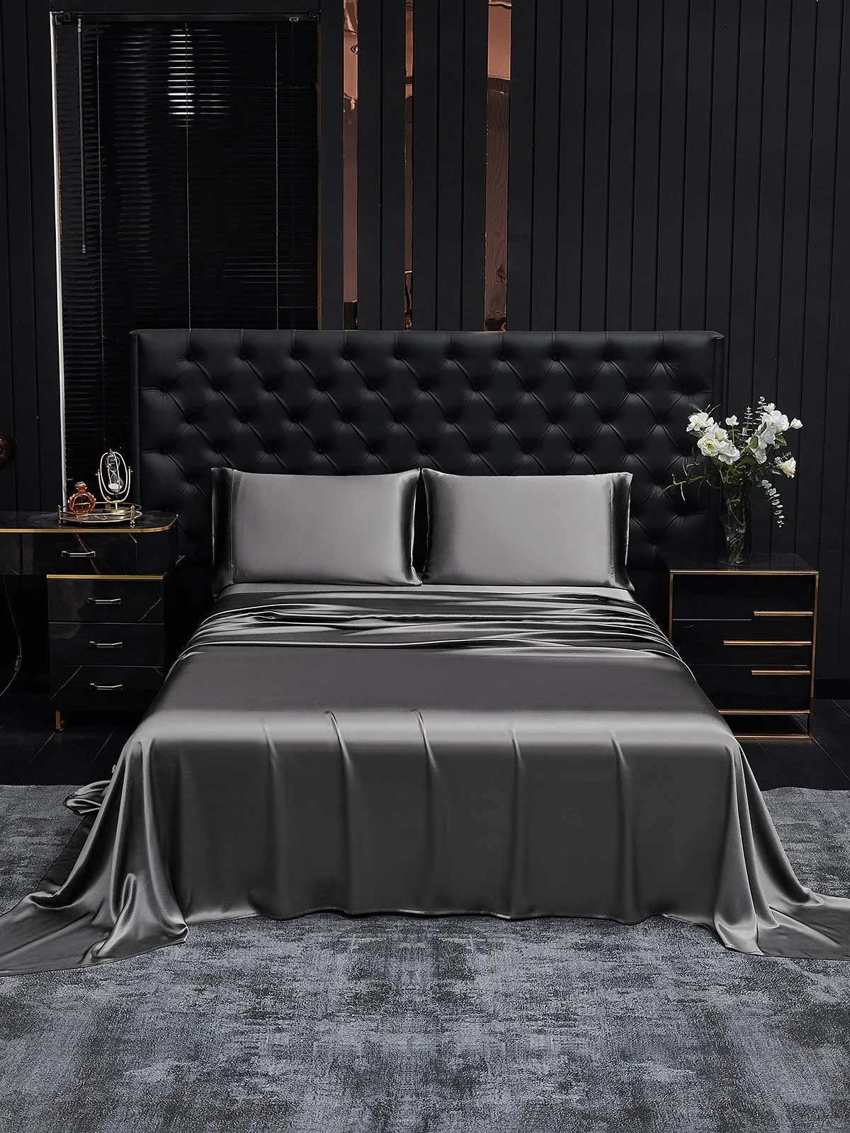 19Momme 4Pcs Silk Set Fitted&Flat Sheets+2x Pillowcases - Image 23