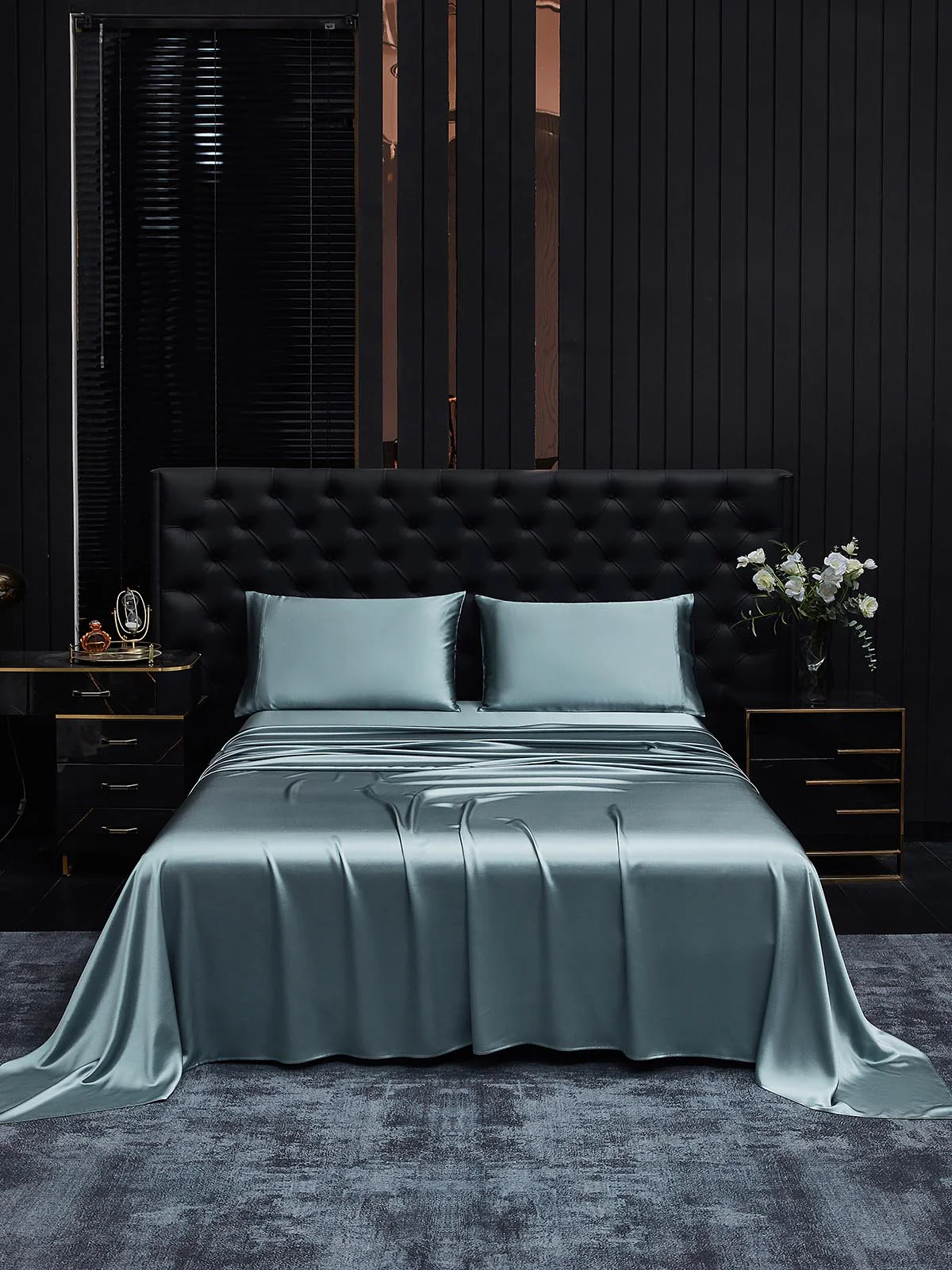 19Momme 4Pcs Silk Set Fitted&Flat Sheets+2x Pillowcases - Image 25