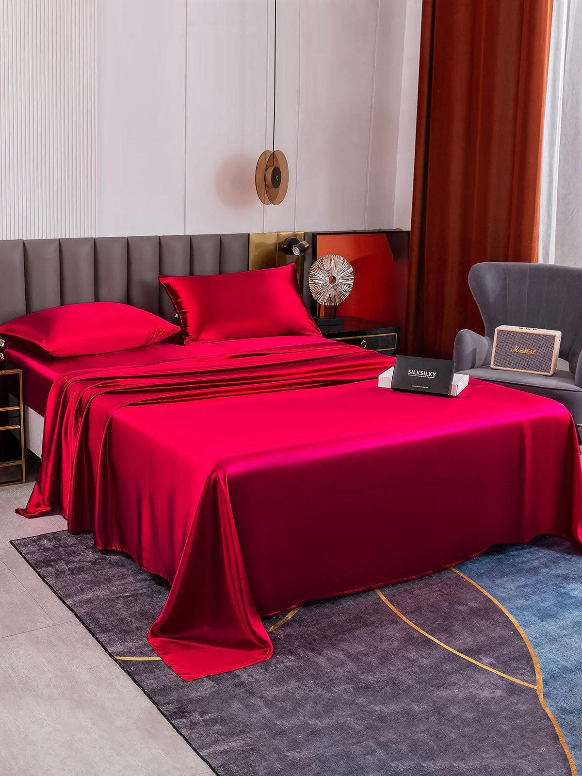 19Momme 4Pcs Silk Set Fitted&Flat Sheets+2x Pillowcases - Image 30