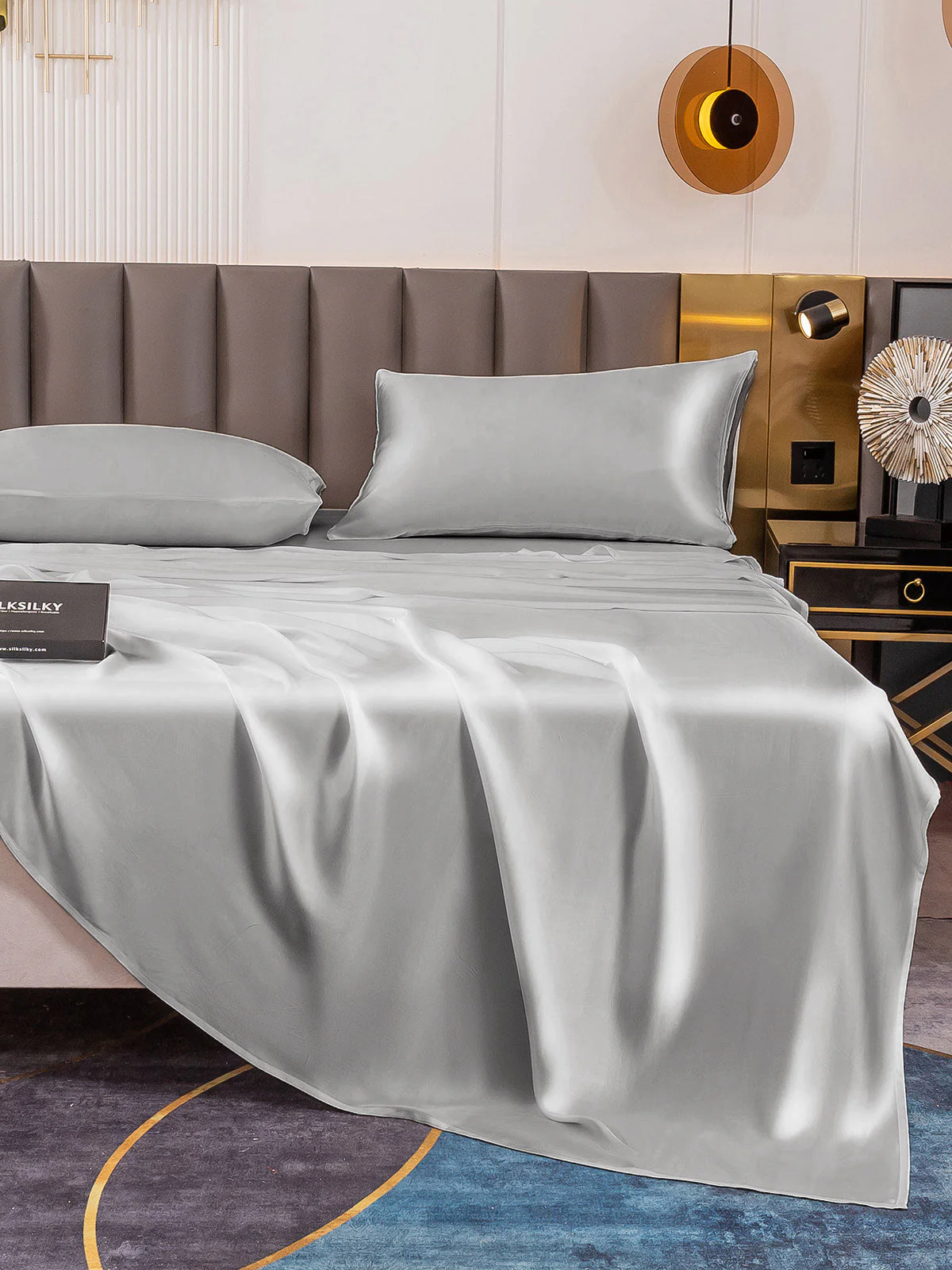 19Momme 4Pcs Silk Set Fitted&Flat Sheets+2x Pillowcases - Image 38