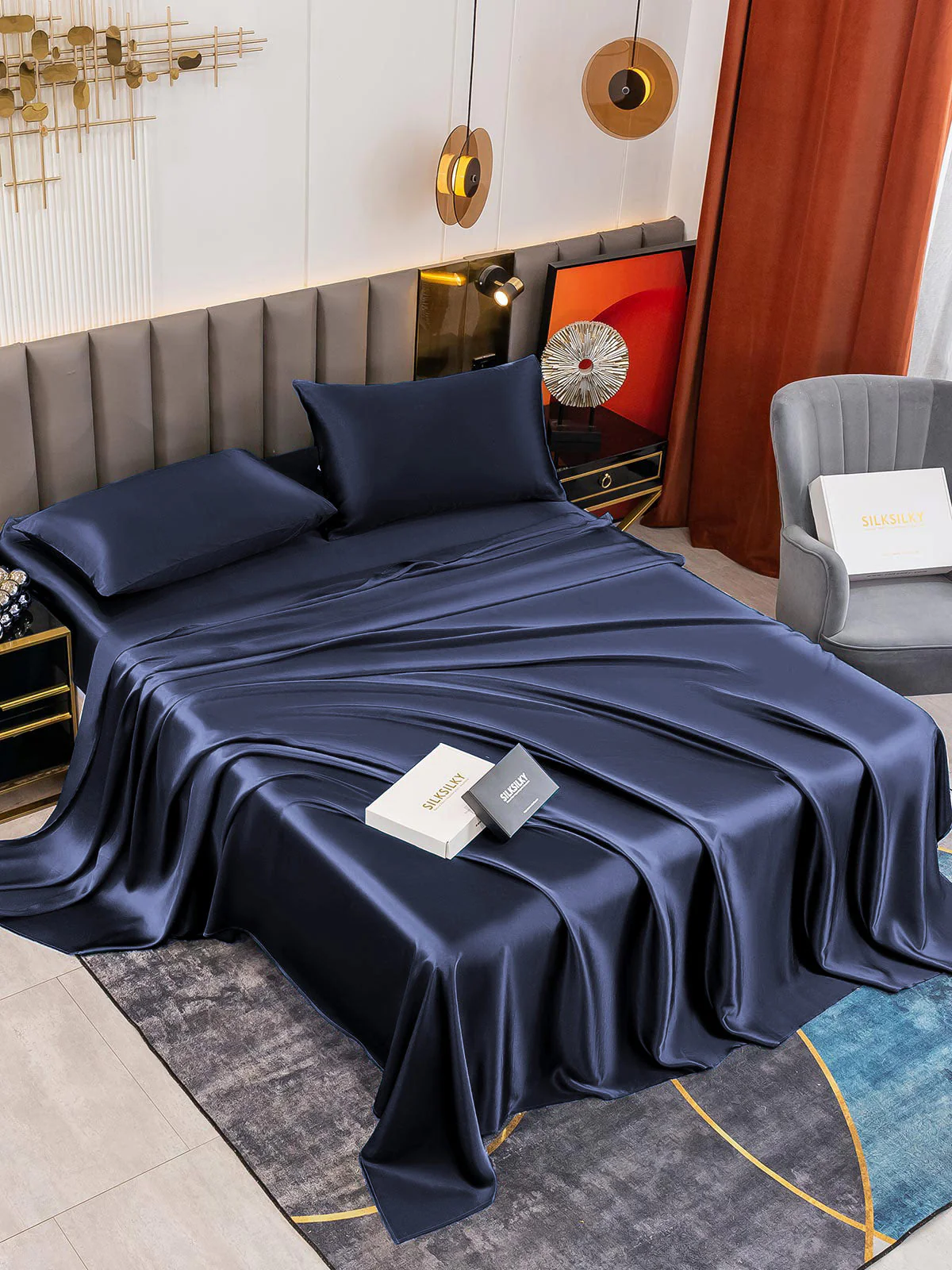 19Momme 4Pcs Silk Set Fitted&Flat Sheets+2x Pillowcases - Image 9