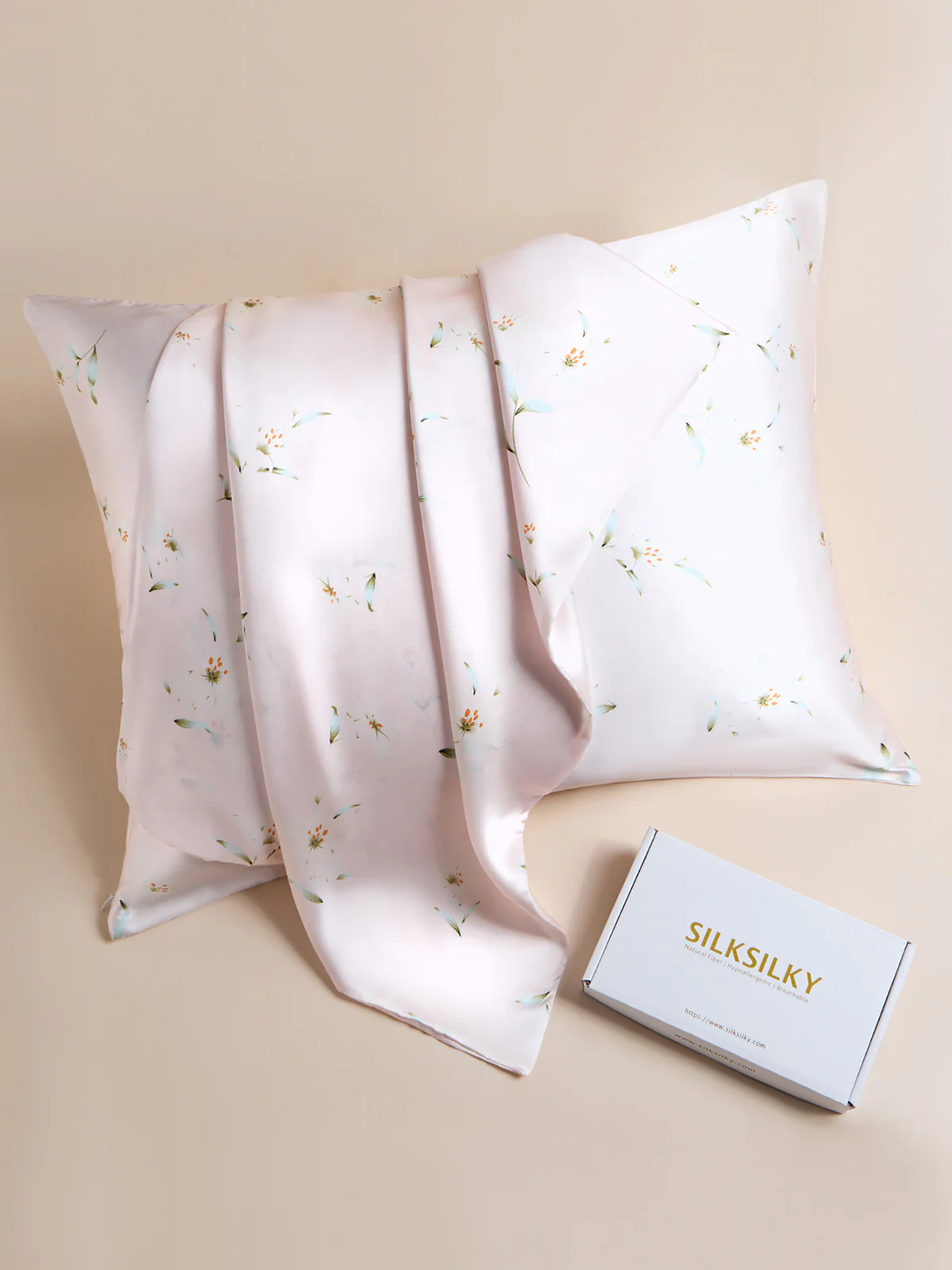 19Momme 100% Mulberry Silk Pillowcase - Snowbud Lily - Image 4