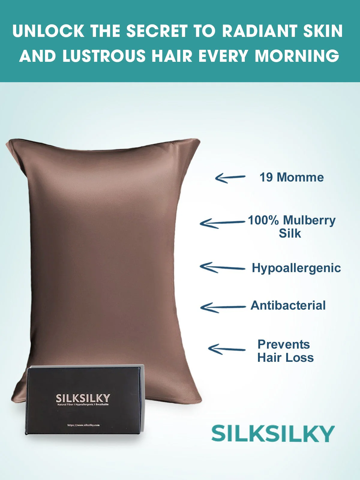 19Momme 100% Mulberry Silk Pillowcase - Hidden Zipper - Image 120