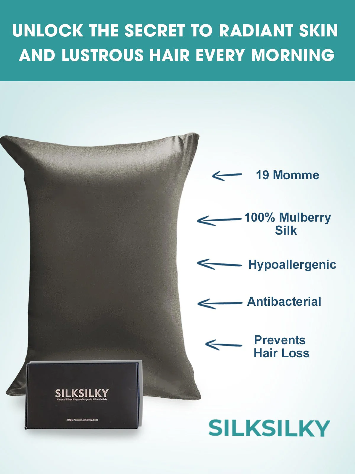 19Momme 100% Mulberry Silk Pillowcase - Hidden Zipper - Image 32
