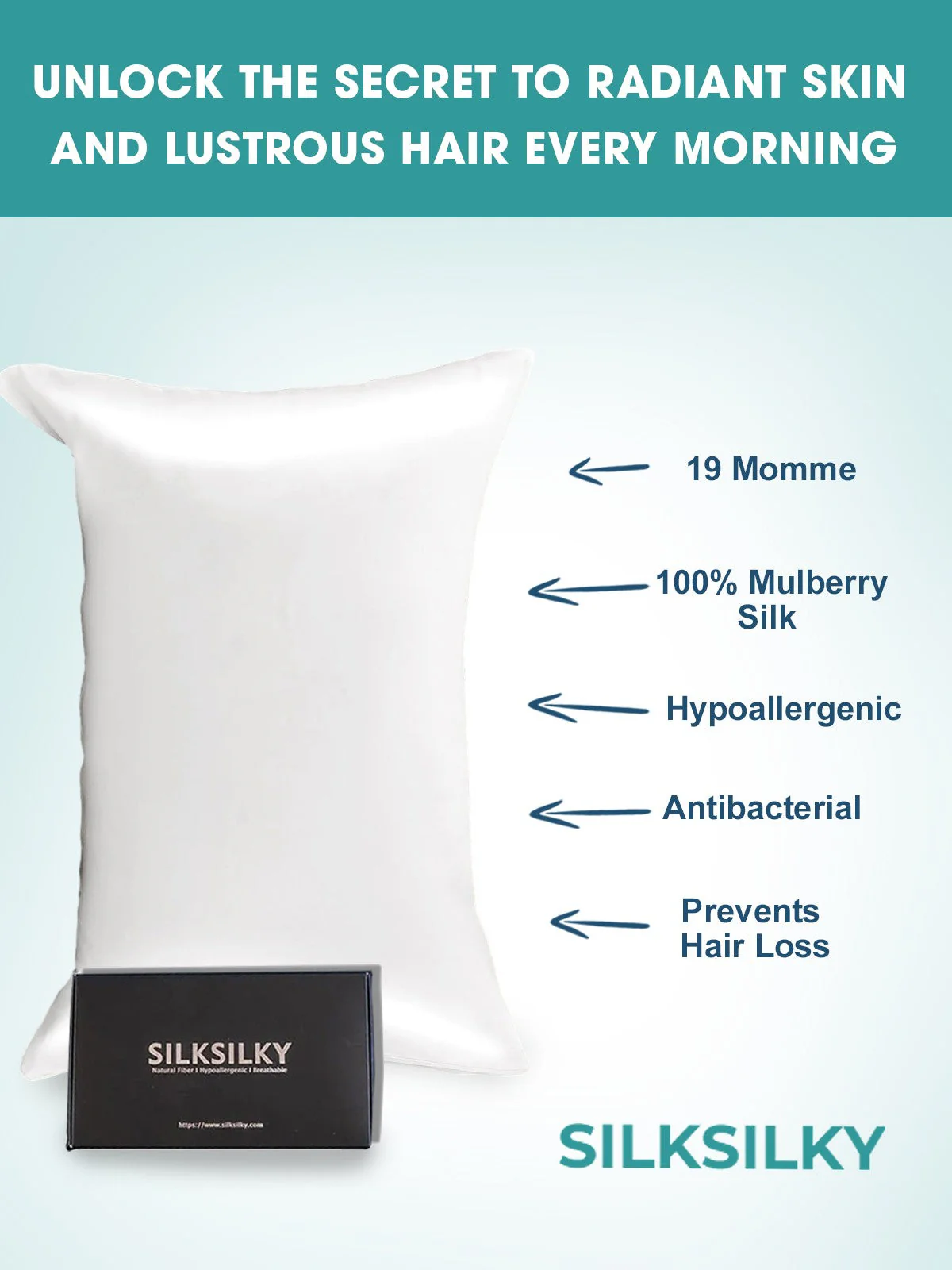19Momme 100% Mulberry Silk Pillowcase - Hidden Zipper - Image 38
