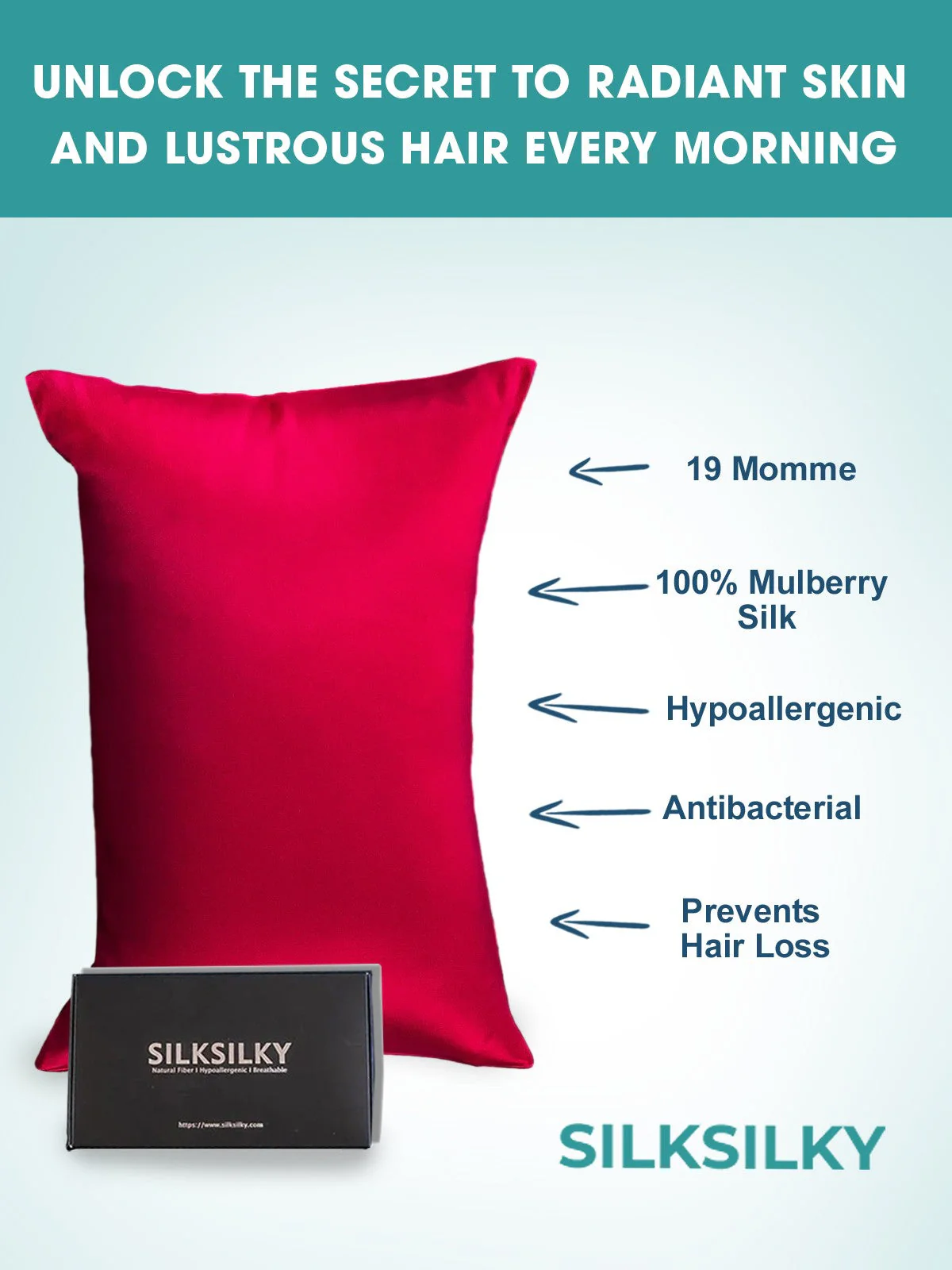 19Momme 100% Mulberry Silk Pillowcase - Hidden Zipper - Image 50