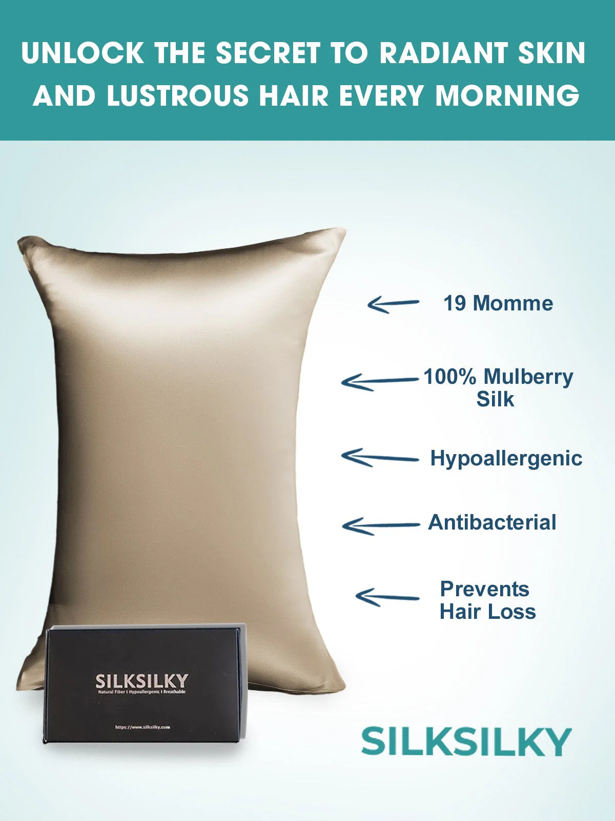 19Momme 100% Mulberry Silk Pillowcase - Hidden Zipper - Image 76