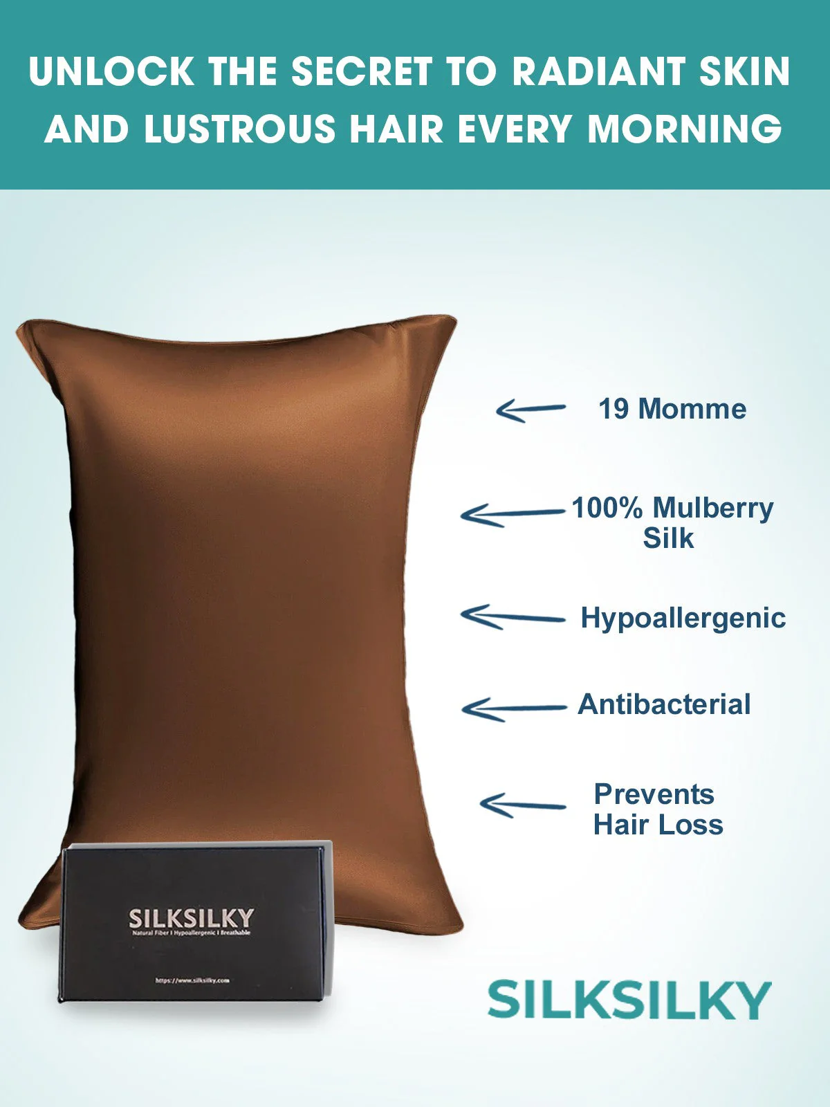 19Momme 100% Mulberry Silk Pillowcase - Hidden Zipper - Image 88