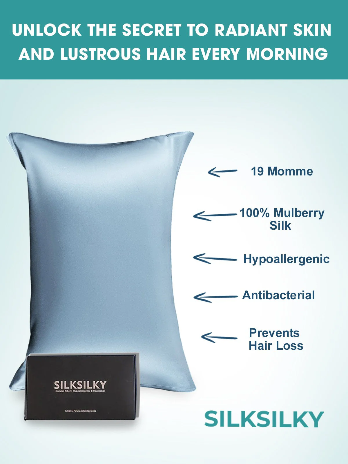 19Momme 100% Mulberry Silk Pillowcase - Hidden Zipper - Image 94