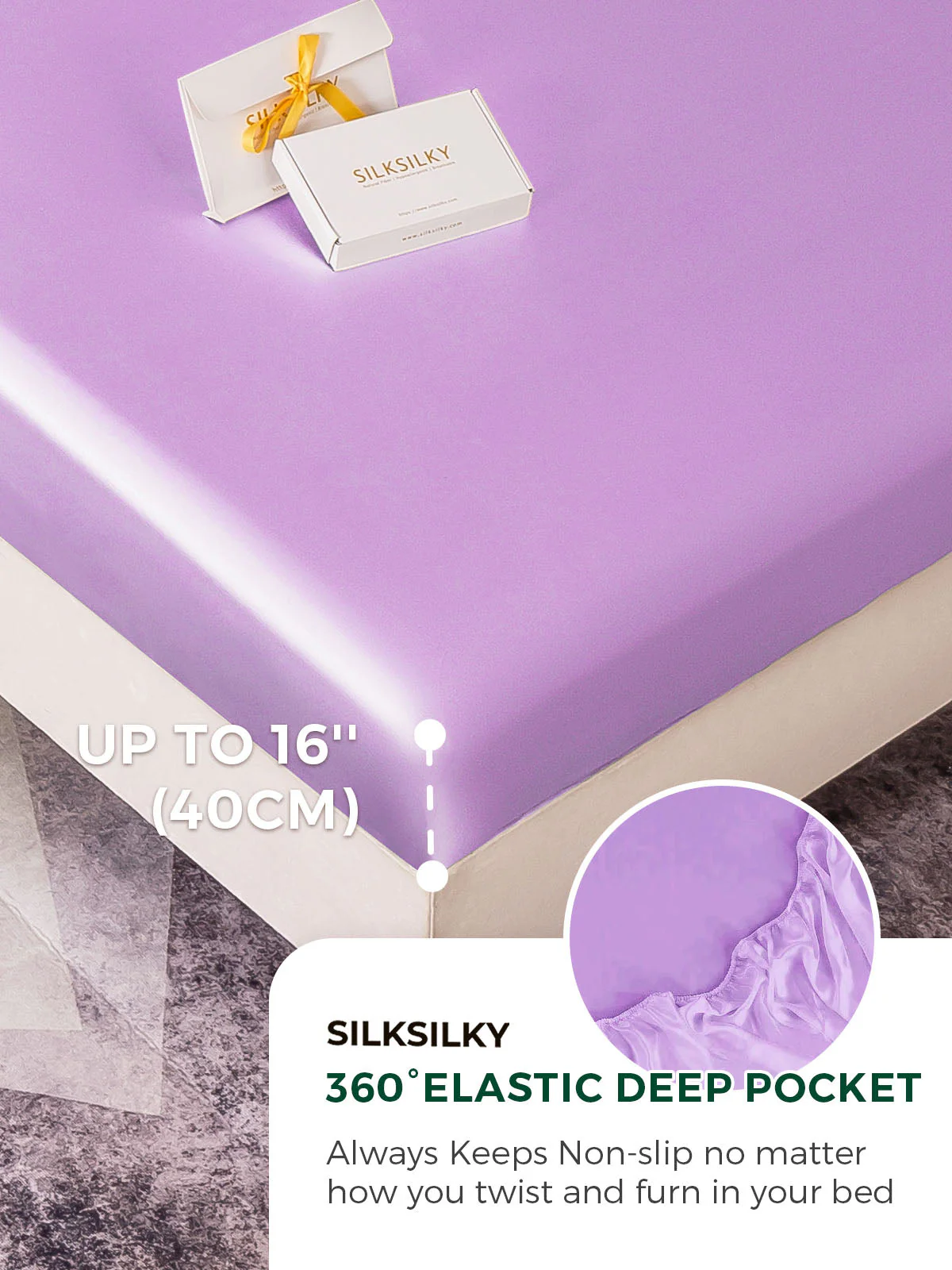 19Momme 3Pcs Silk Set Fitted Sheet+2x Pillowcases - Image 100
