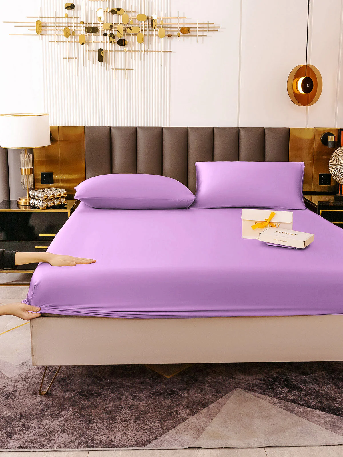 19Momme 3Pcs Silk Set Fitted Sheet+2x Pillowcases - Image 102