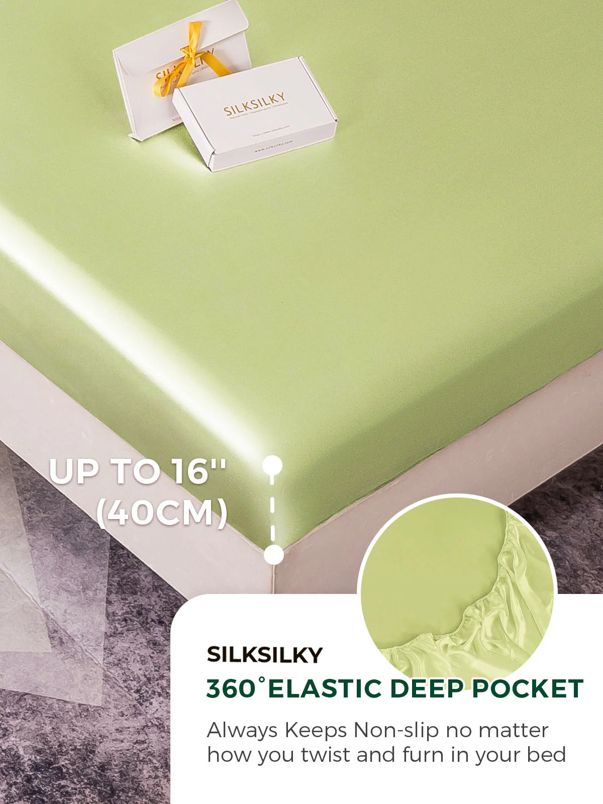 19Momme 3Pcs Silk Set Fitted Sheet+2x Pillowcases - Image 106