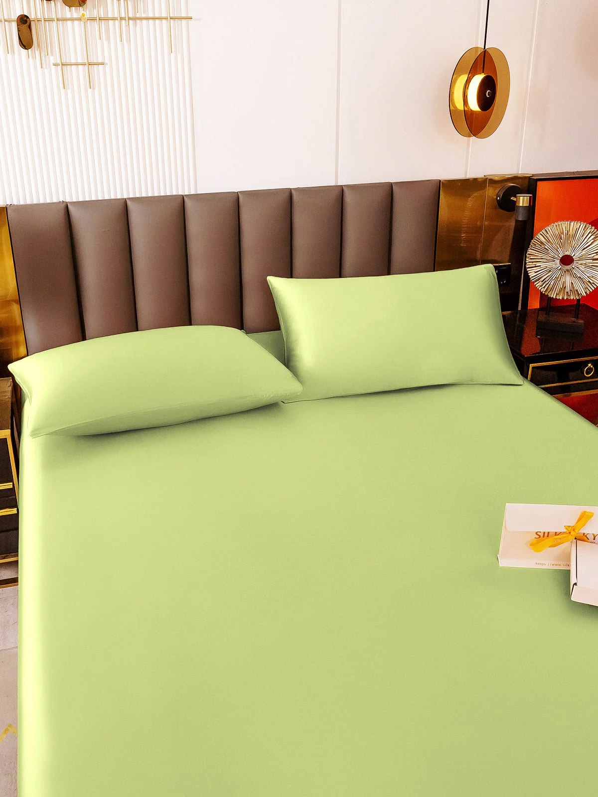 19Momme 3Pcs Silk Set Fitted Sheet+2x Pillowcases - Image 107