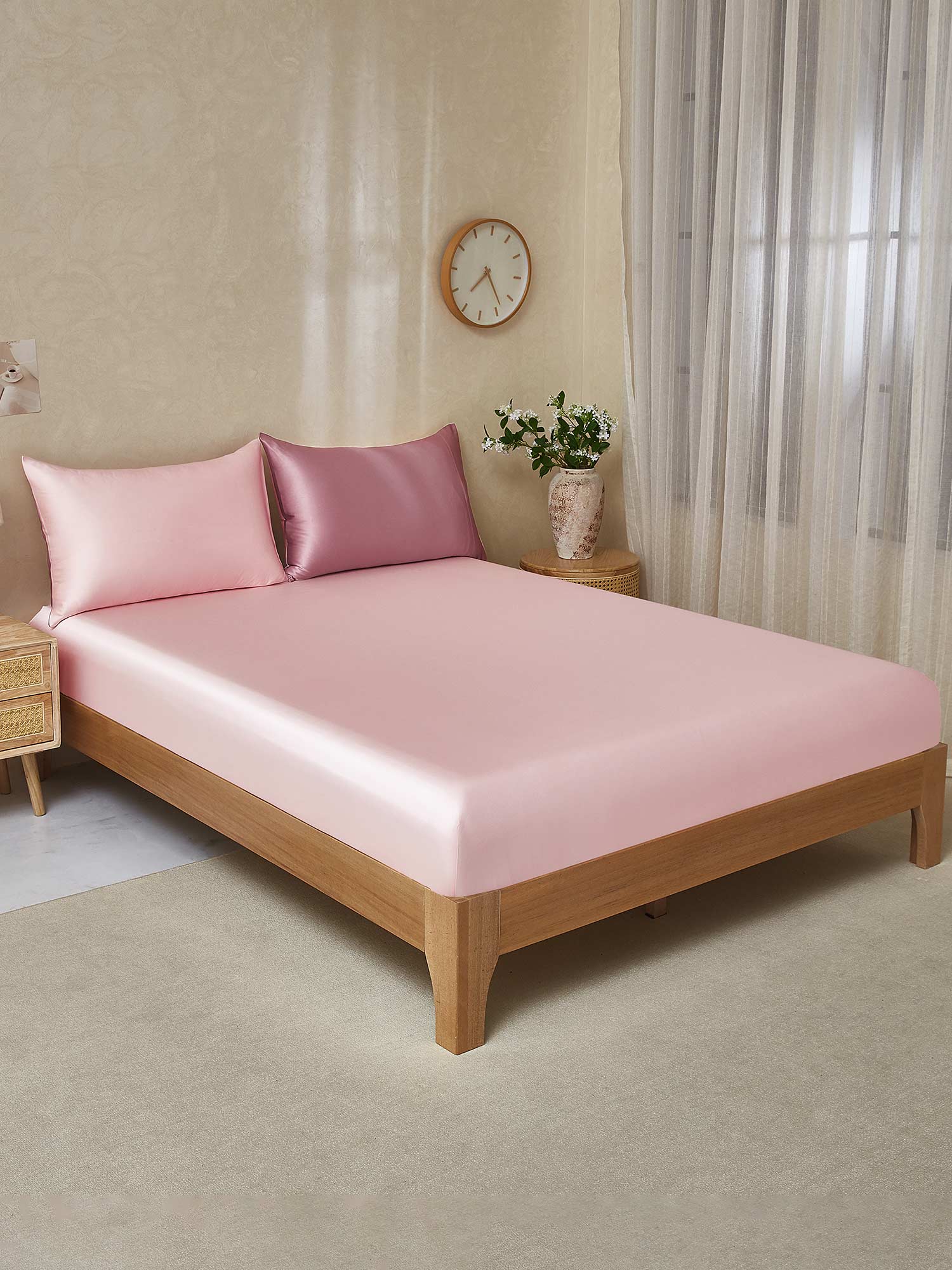 19Momme 3Pcs Silk Set Fitted Sheet+2x Pillowcases - Image 121