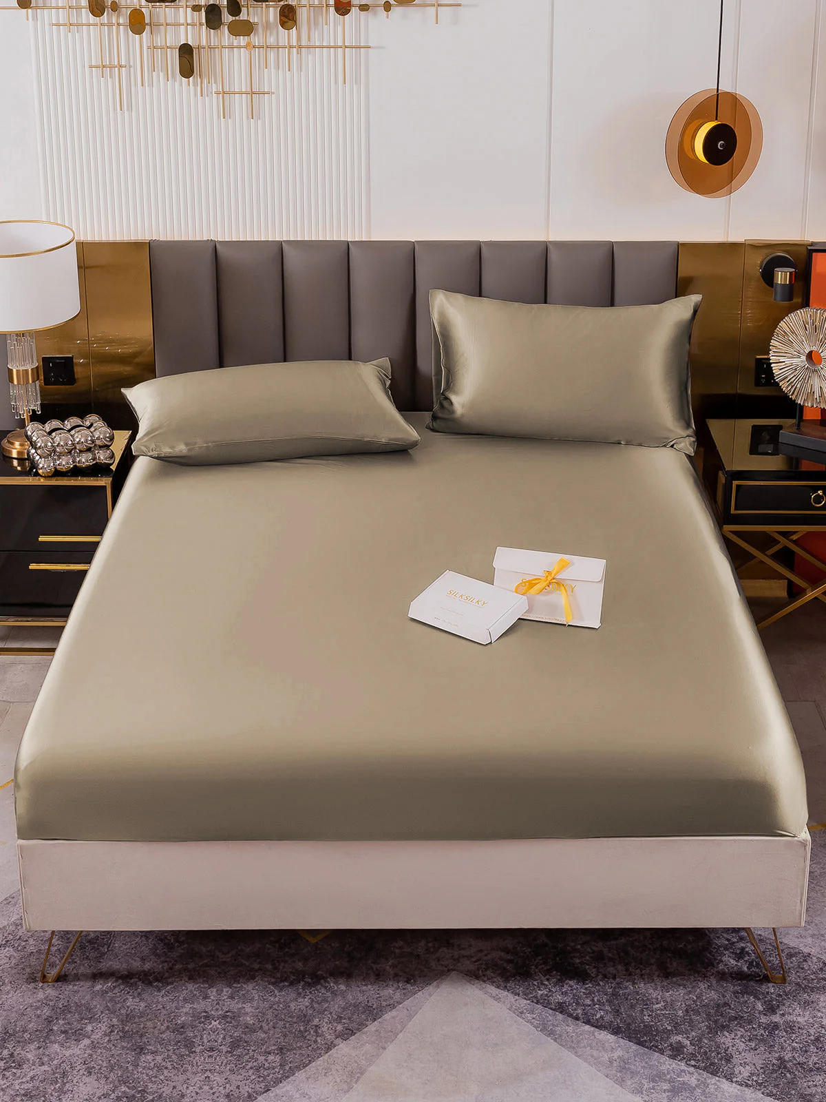 19Momme 3Pcs Silk Set Fitted Sheet+2x Pillowcases - Image 36
