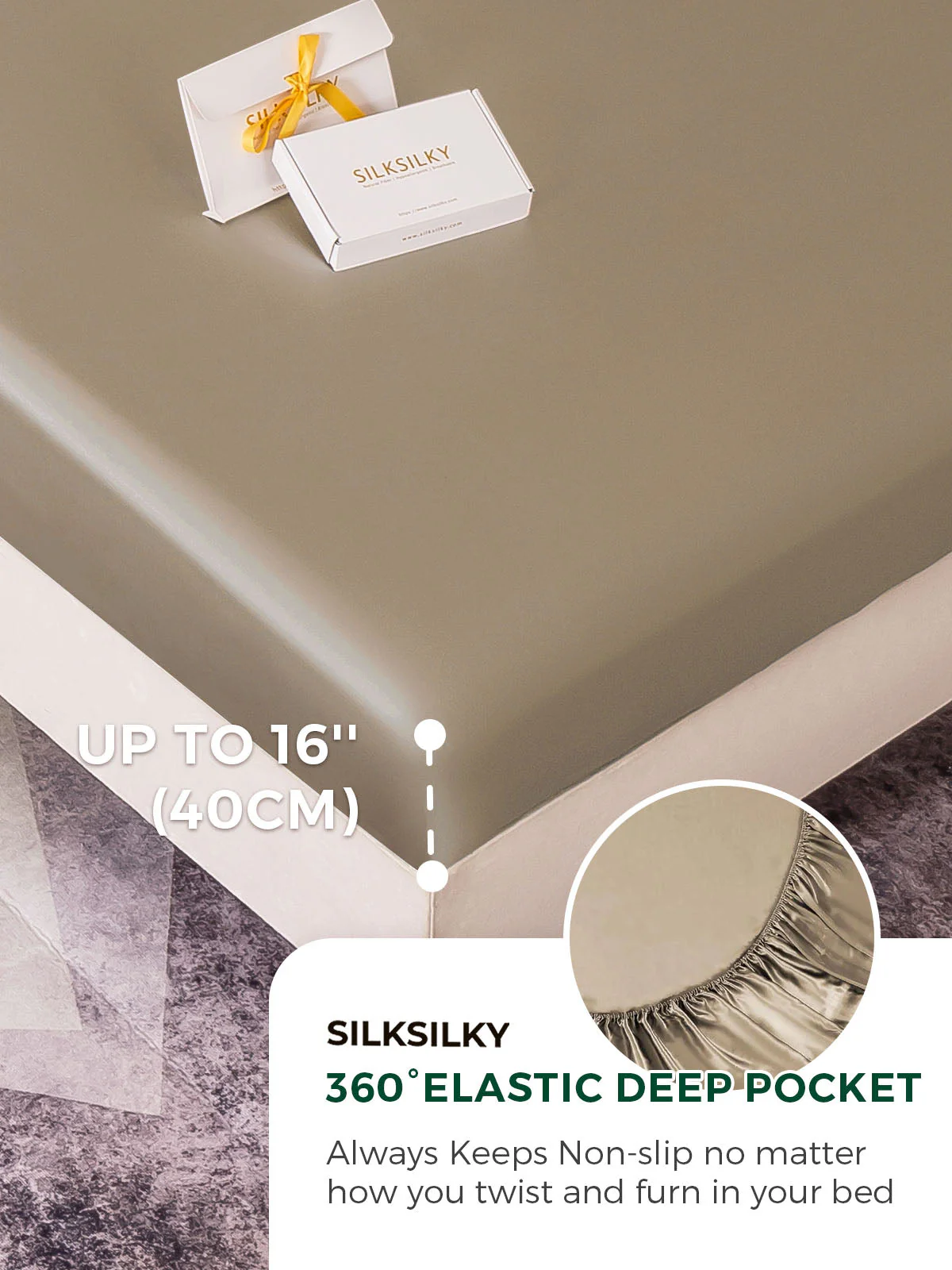 19Momme 3Pcs Silk Set Fitted Sheet+2x Pillowcases - Image 38