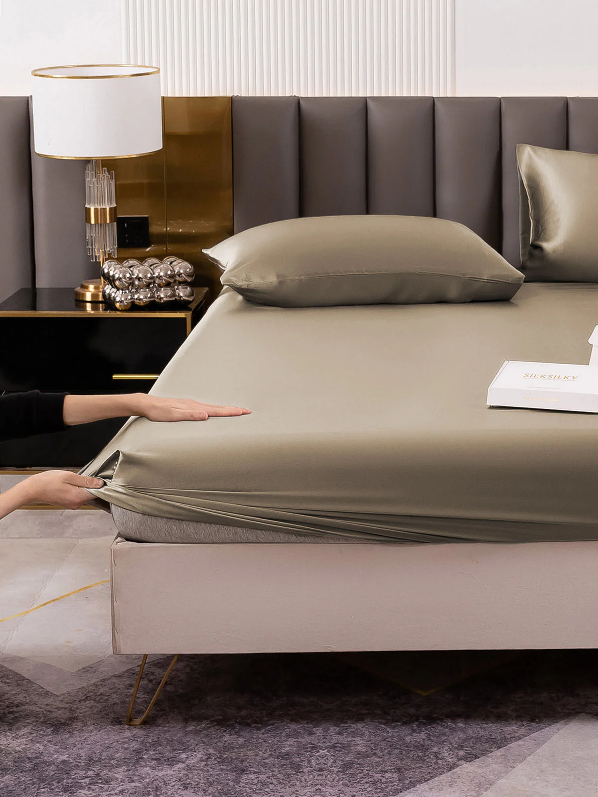19Momme 3Pcs Silk Set Fitted Sheet+2x Pillowcases - Image 40