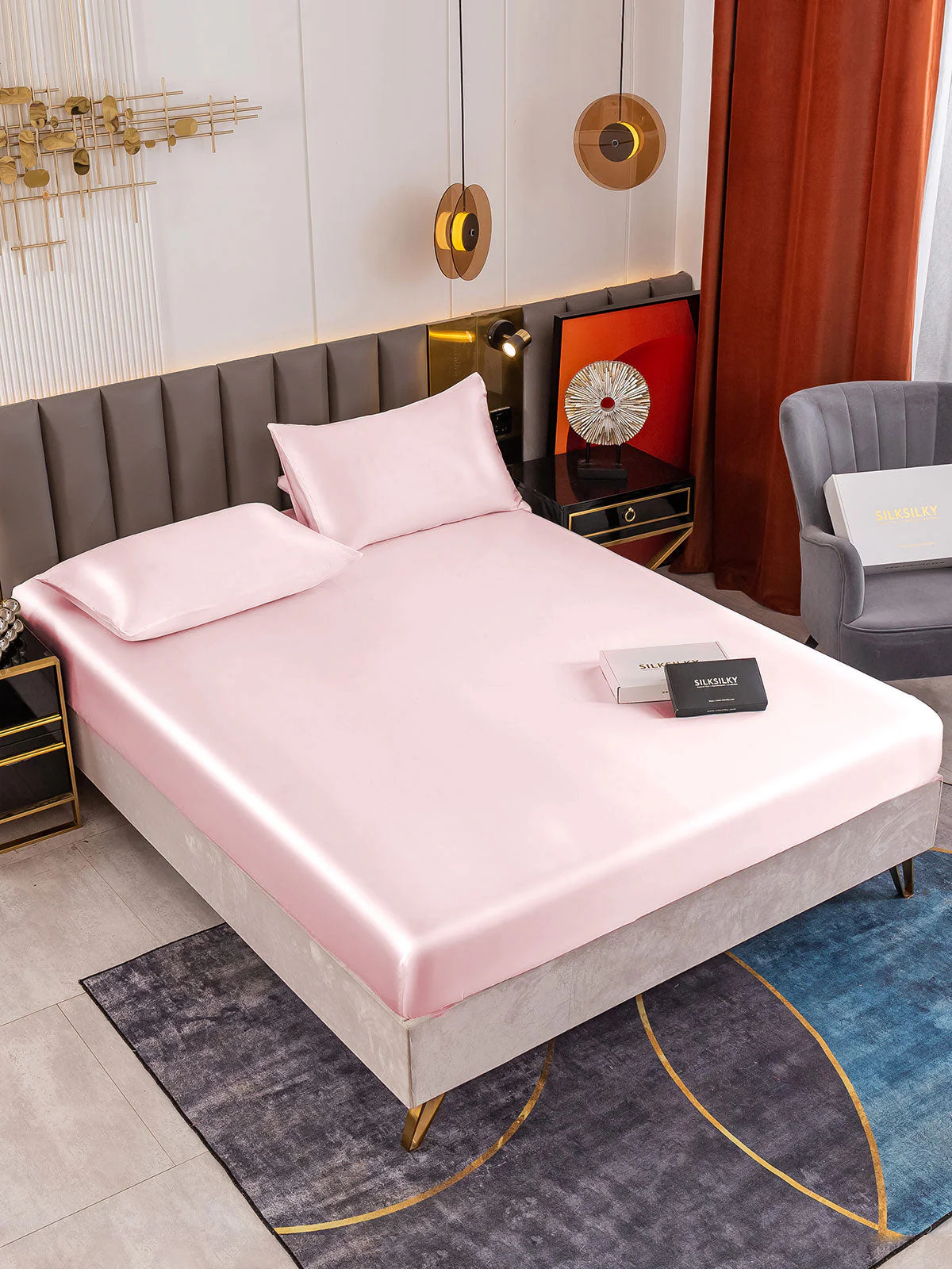 19Momme 3Pcs Silk Set Fitted Sheet+2x Pillowcases - Image 63