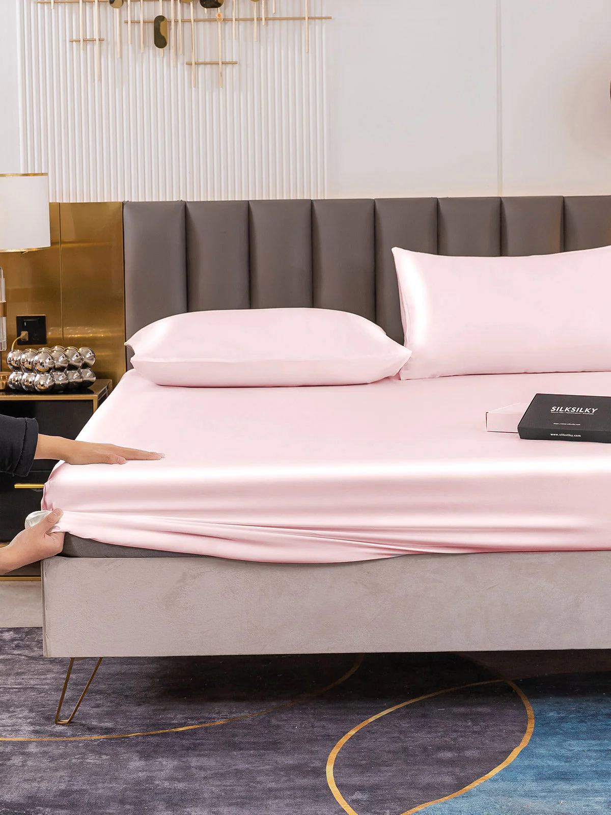 19Momme 3Pcs Silk Set Fitted Sheet+2x Pillowcases - Image 68